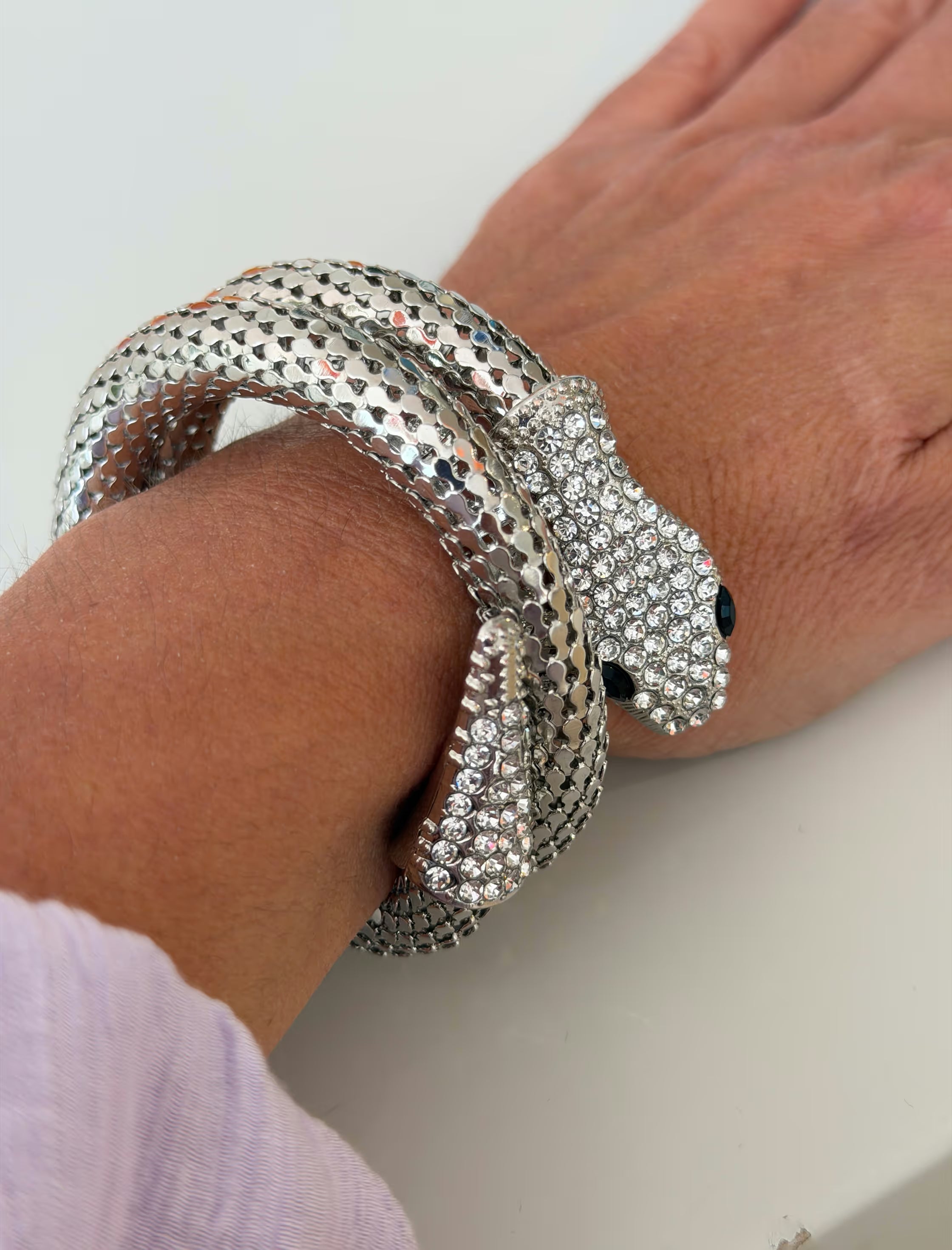 Brazalete serpiente chic plateado
