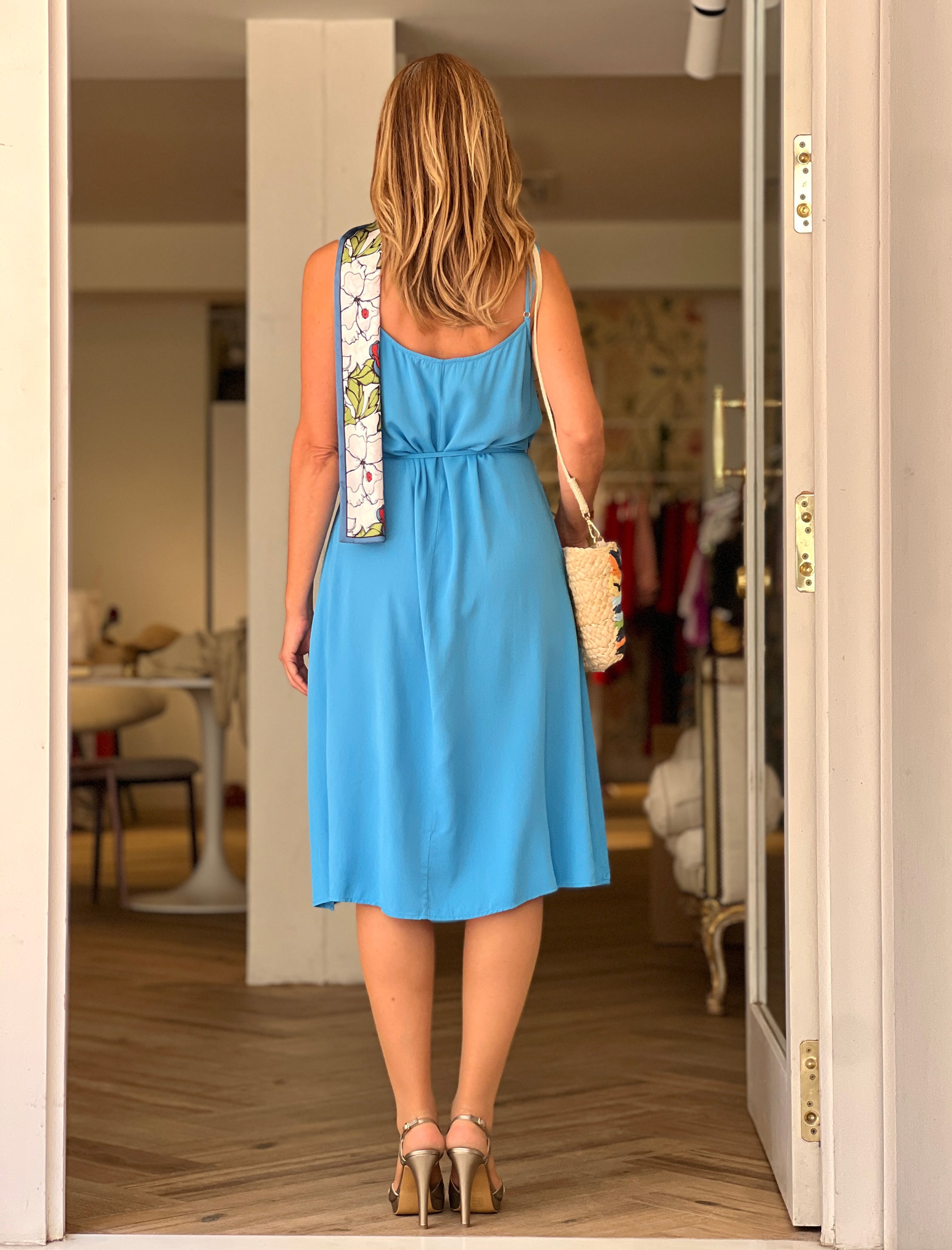 Vestido de viscosa para todo azul