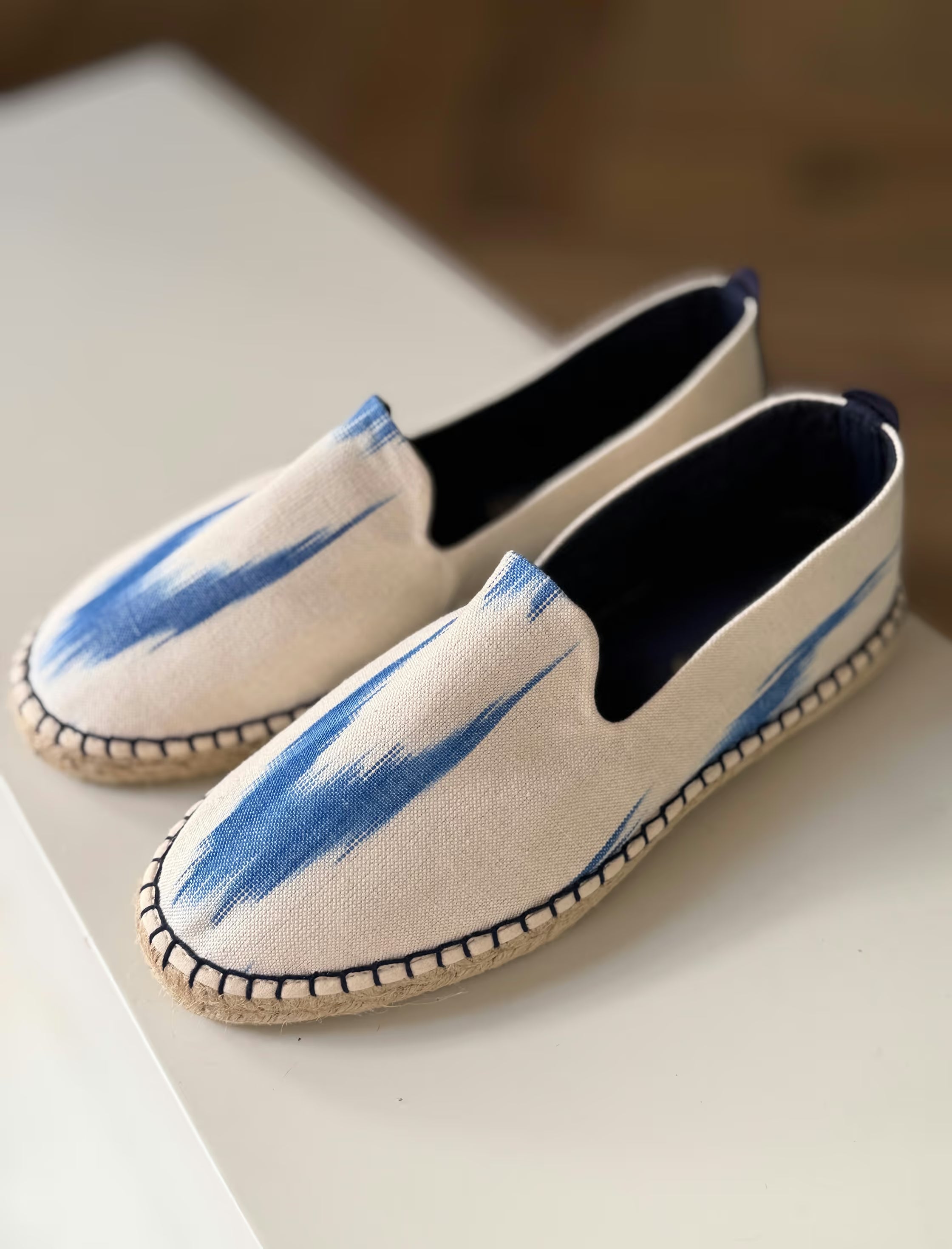 Men's ikat moccasin espadrille blue