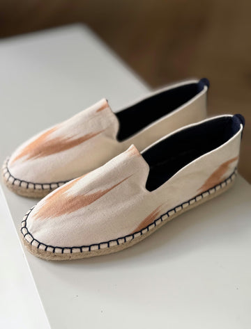 Men's ikat moccasin espadrille camel