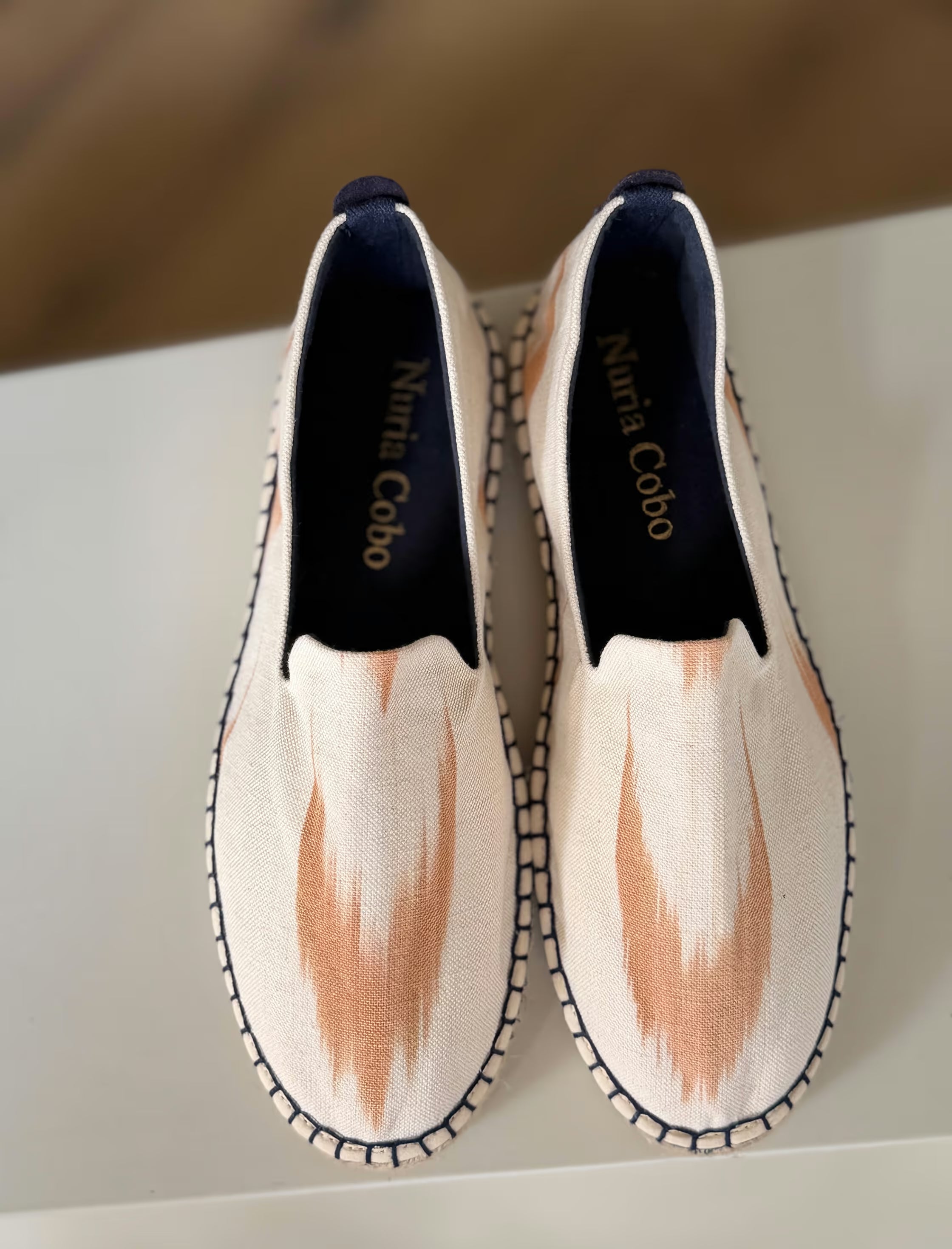 Men's ikat moccasin espadrille camel