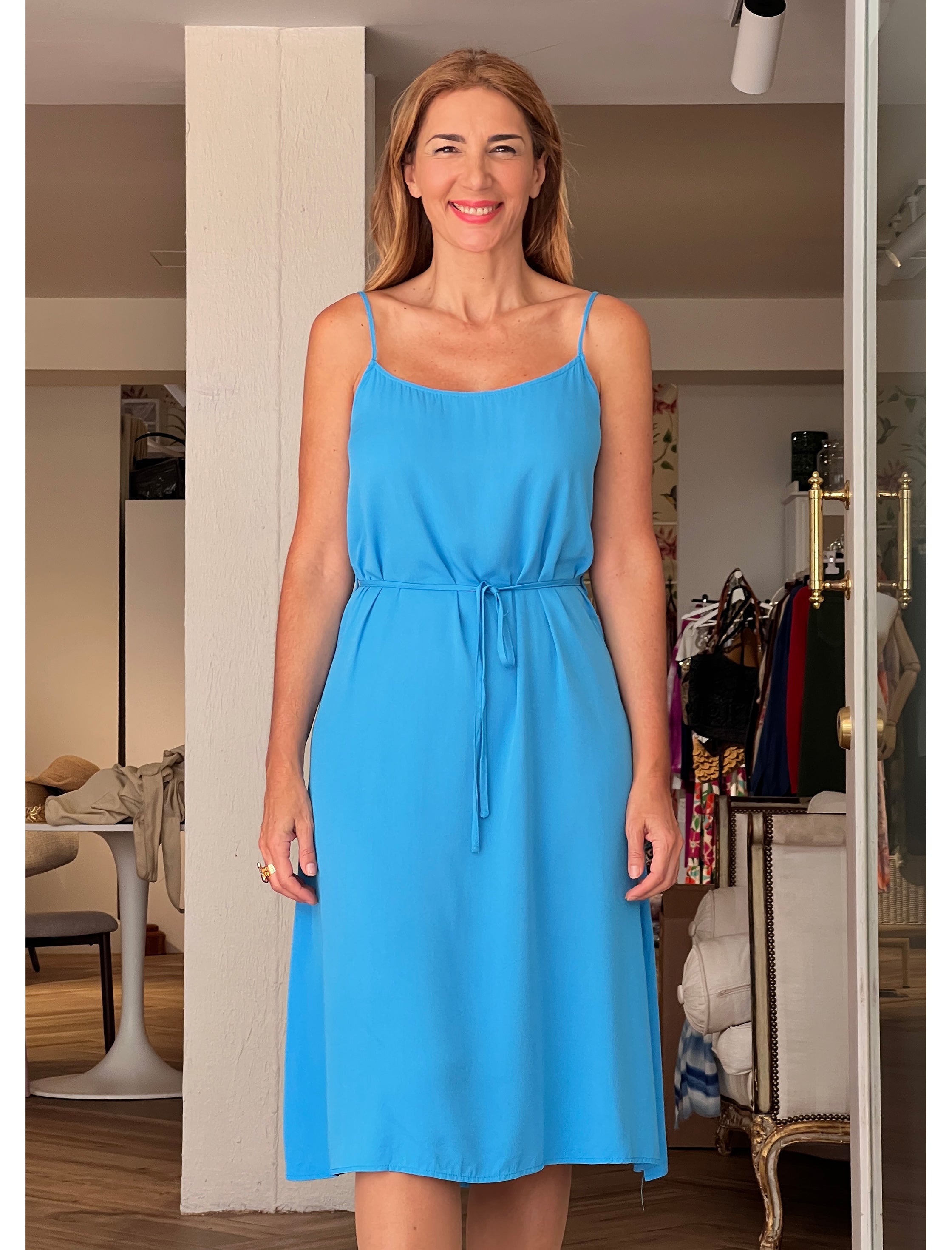 Vestido de viscosa para todo azul