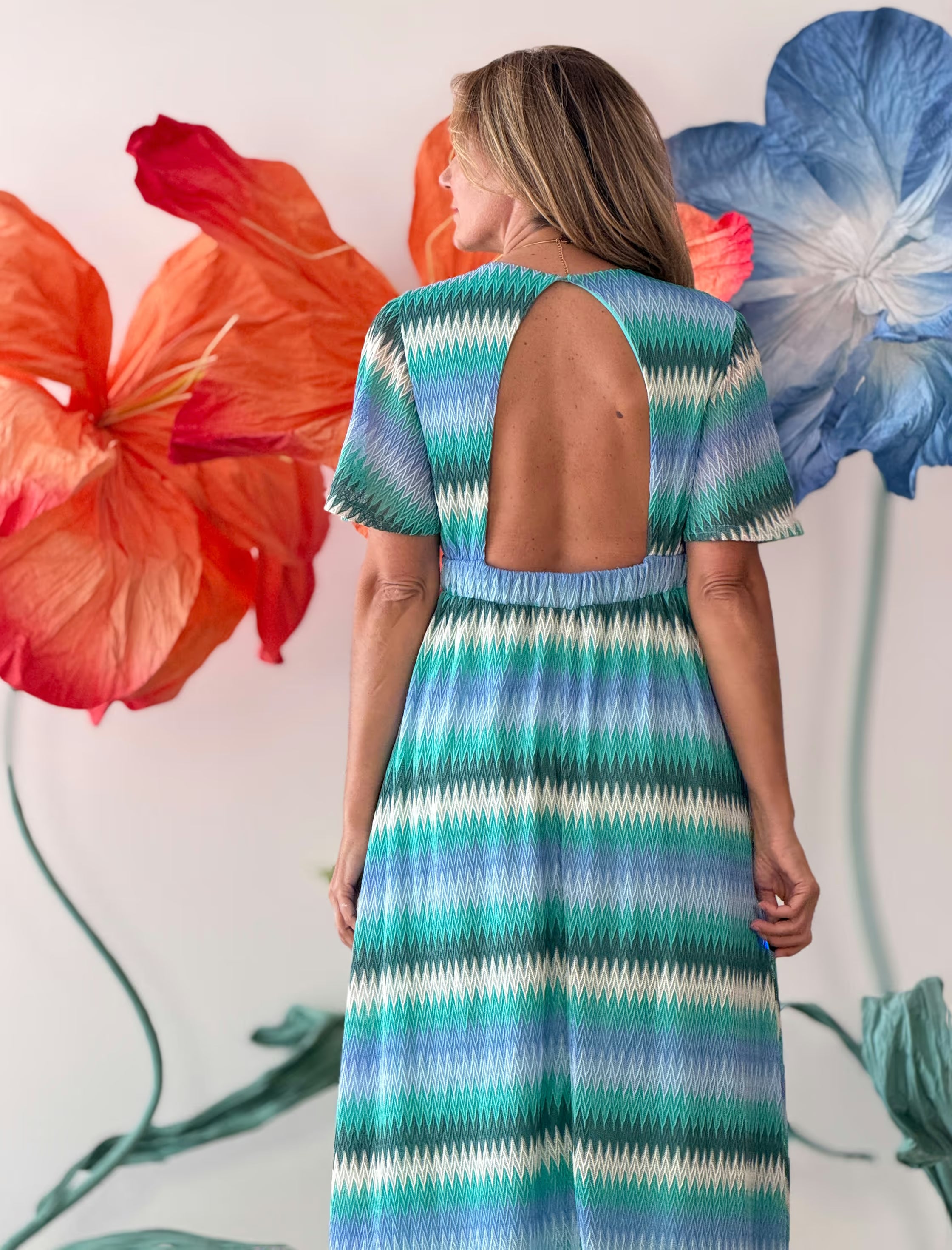 Green zig zag dress