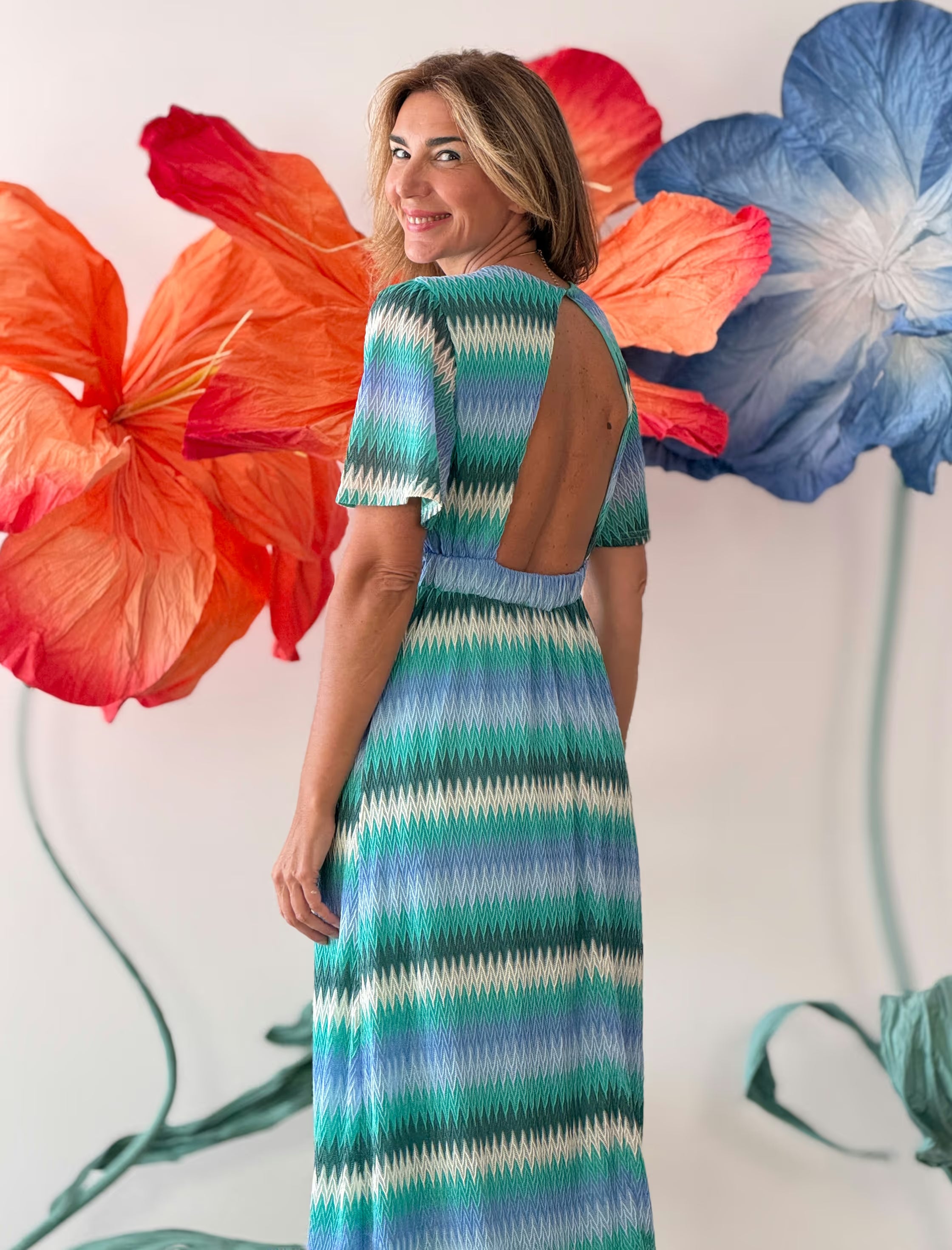 Green zig zag dress