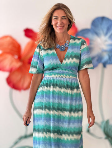 Green zig zag dress
