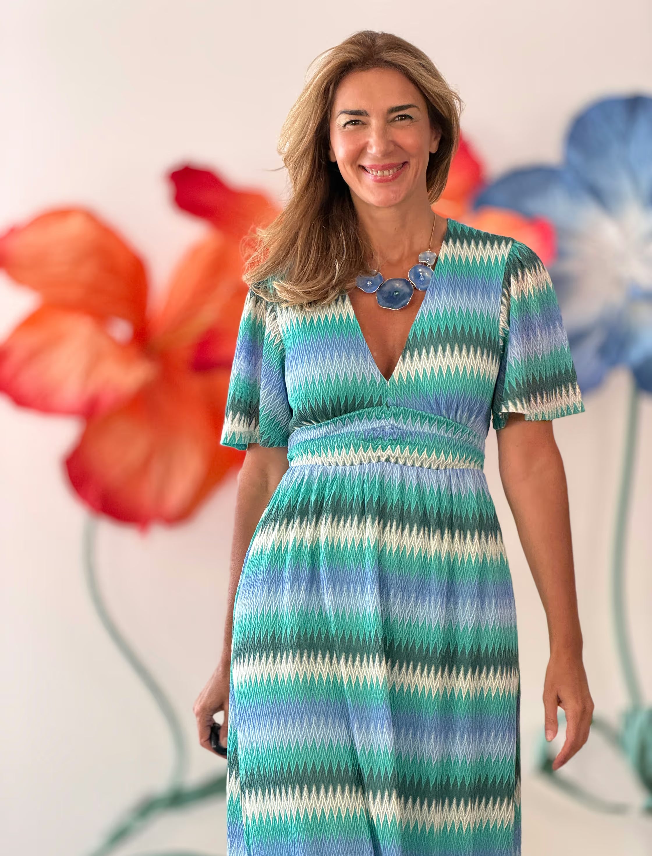 Green zig zag dress