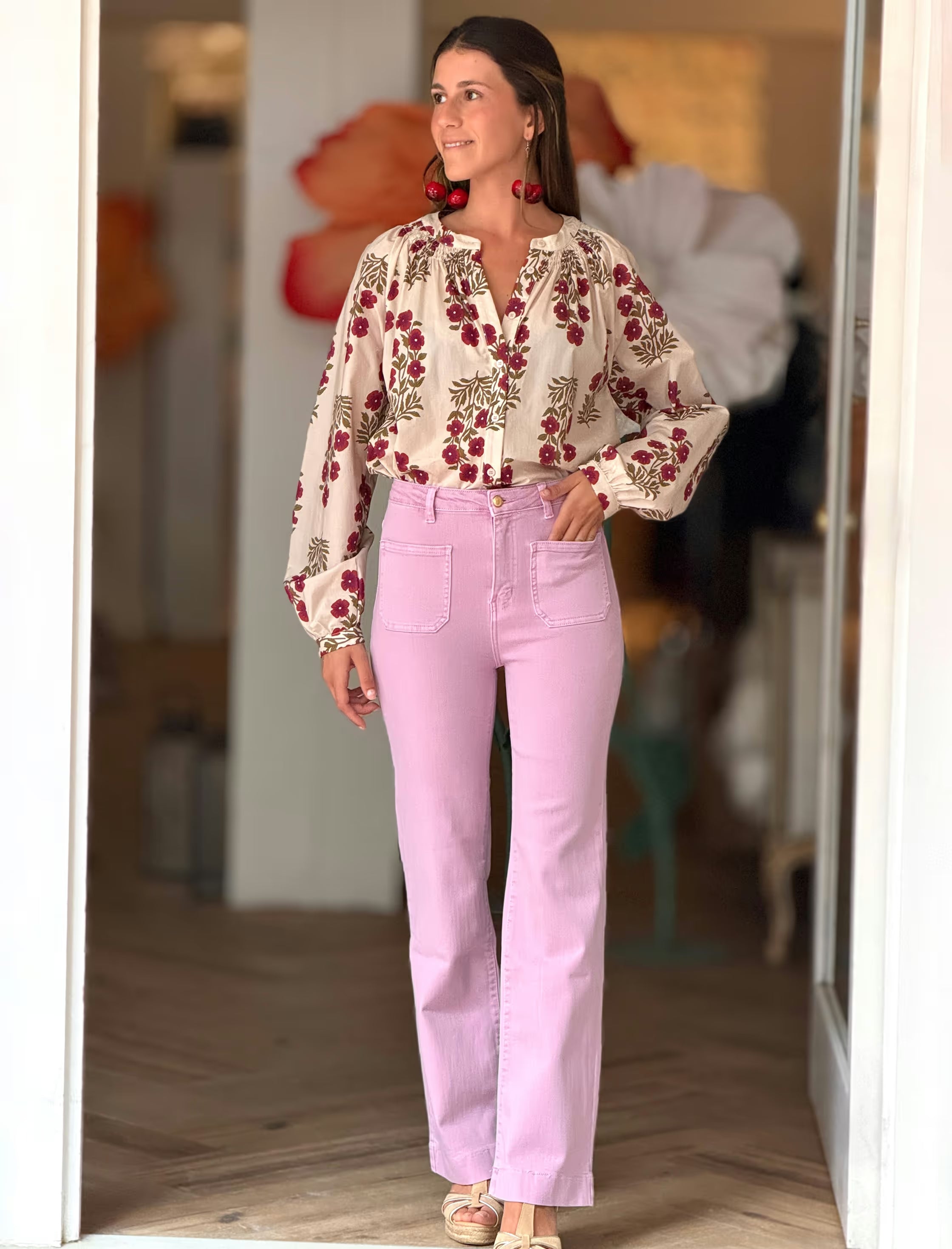 Camisa block print floreal
