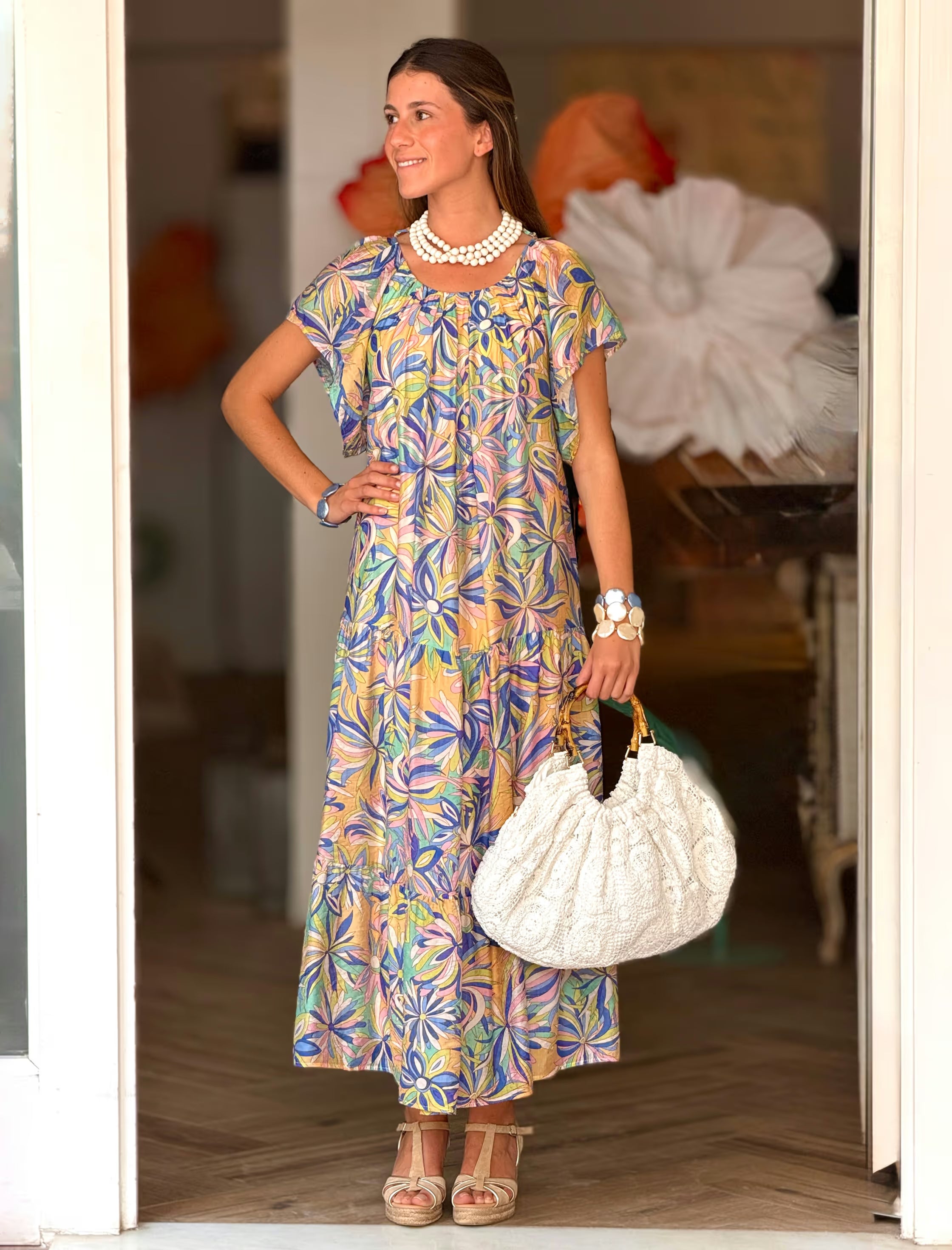 Chic white crochet bag