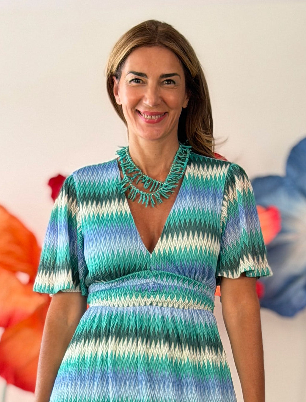 Collar turquesa ramas coral