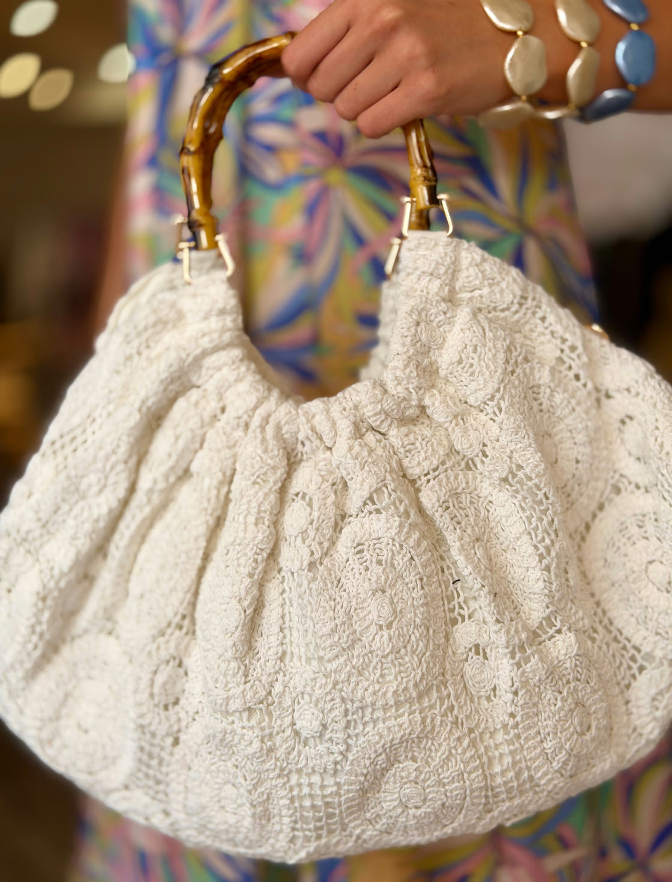 Chic white crochet bag