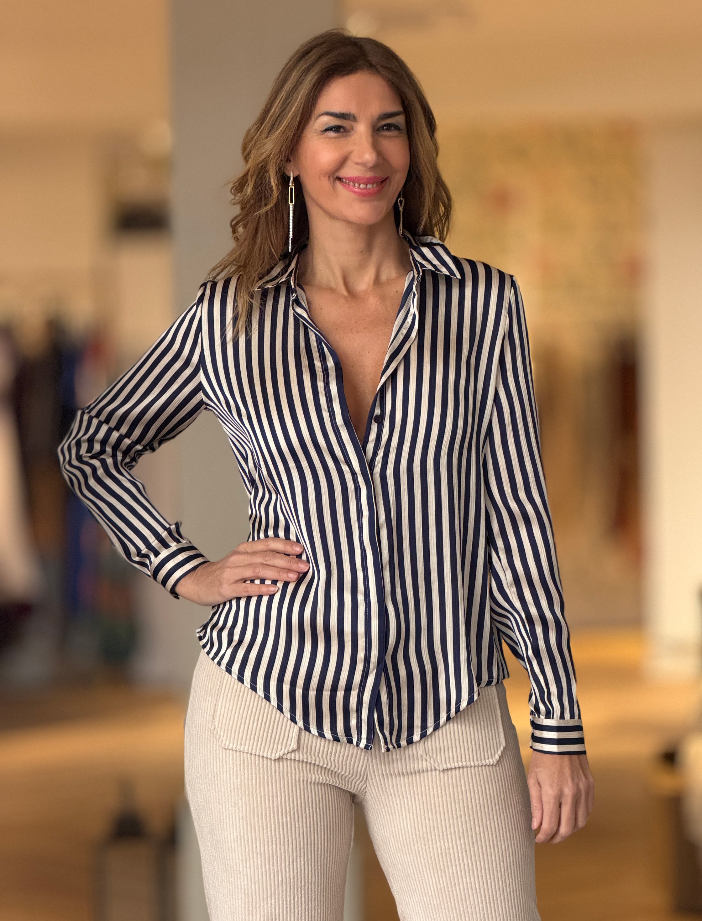 Camisa Listas Bonitas Marino