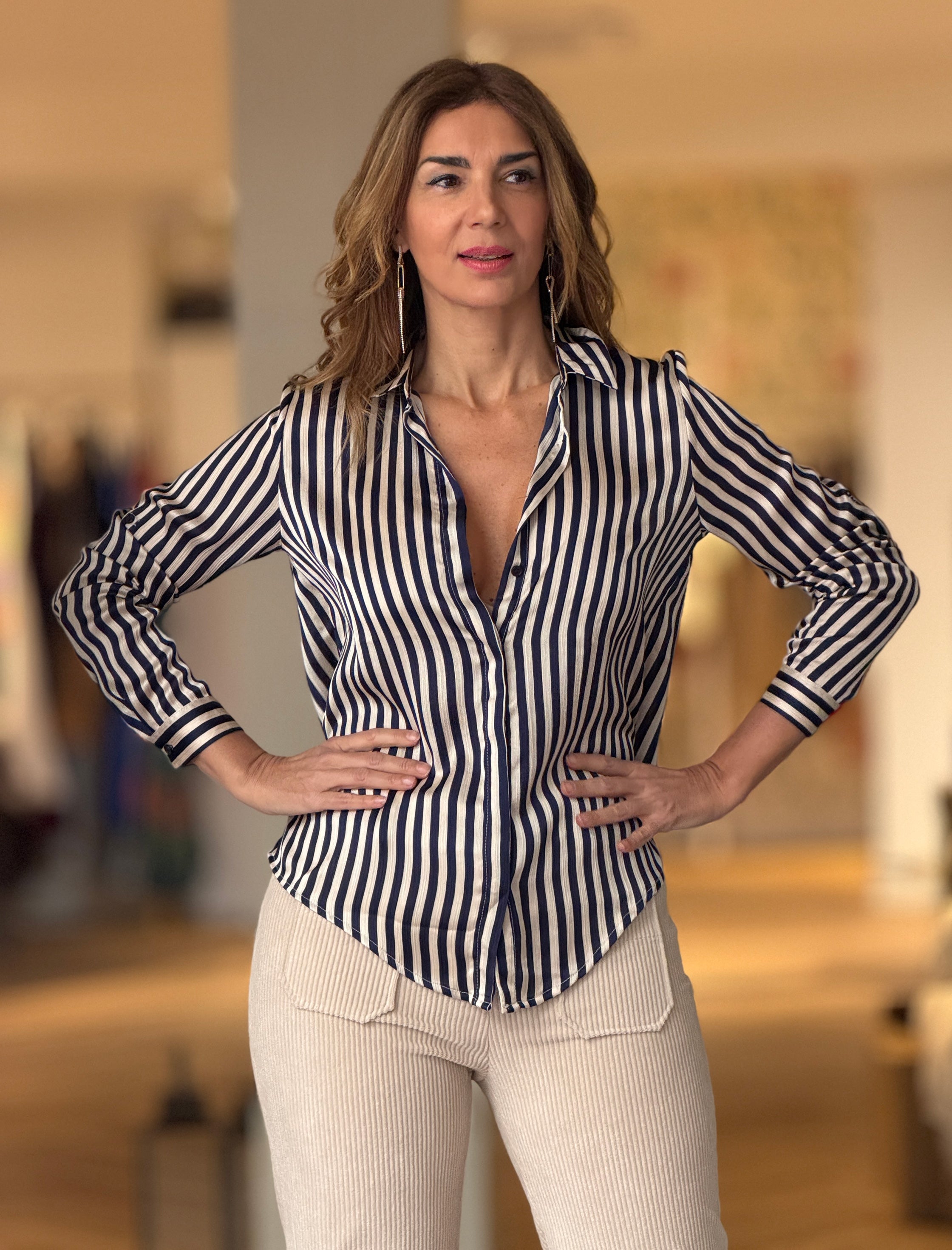 Camisa Listas Bonitas Marino