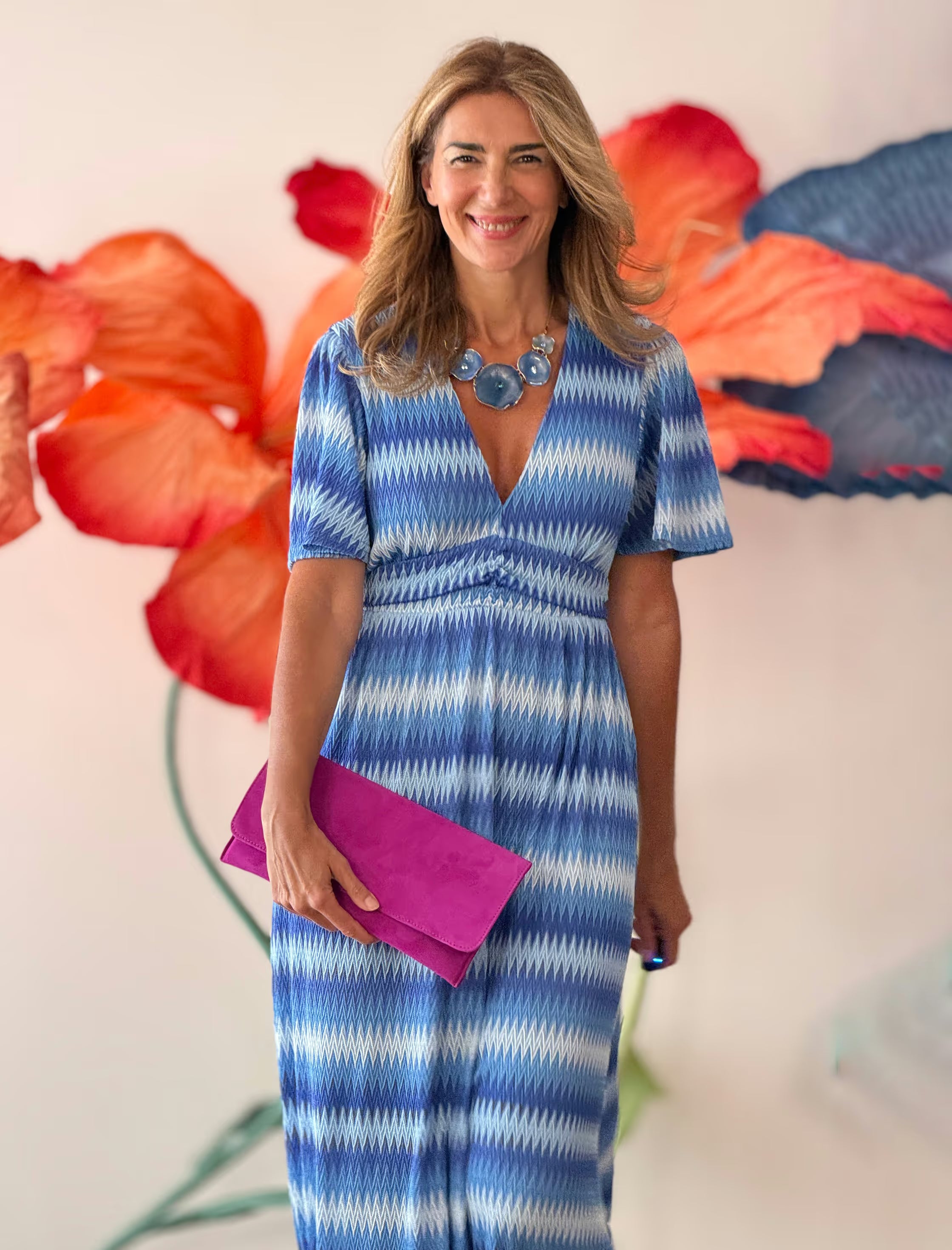 Blue zig zag dress