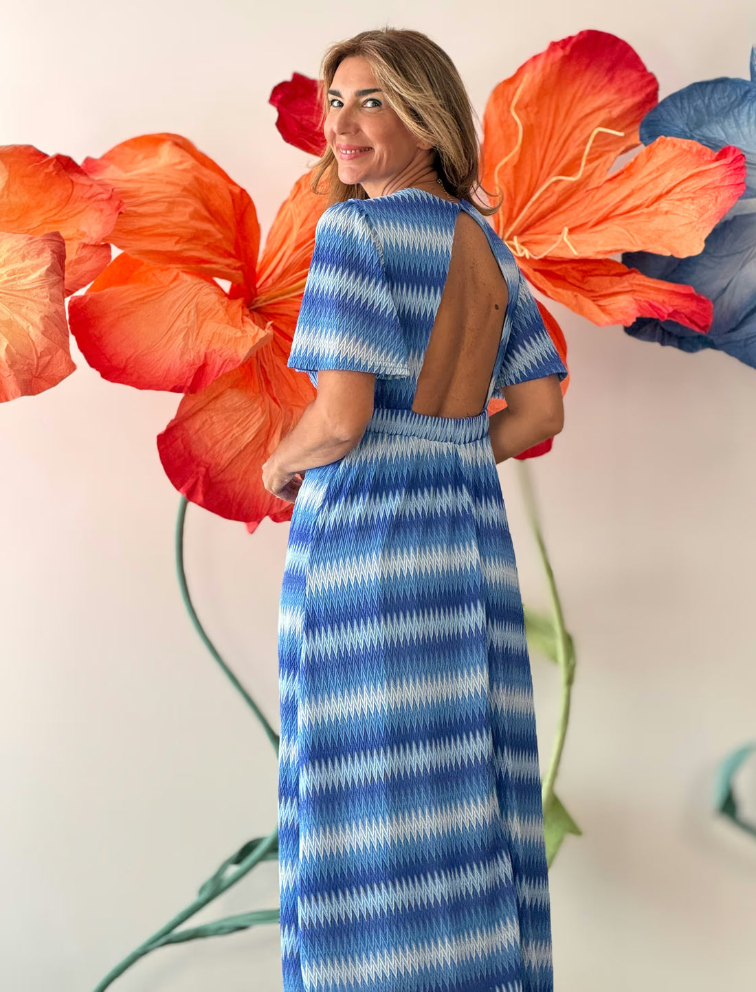 Blue zig zag dress