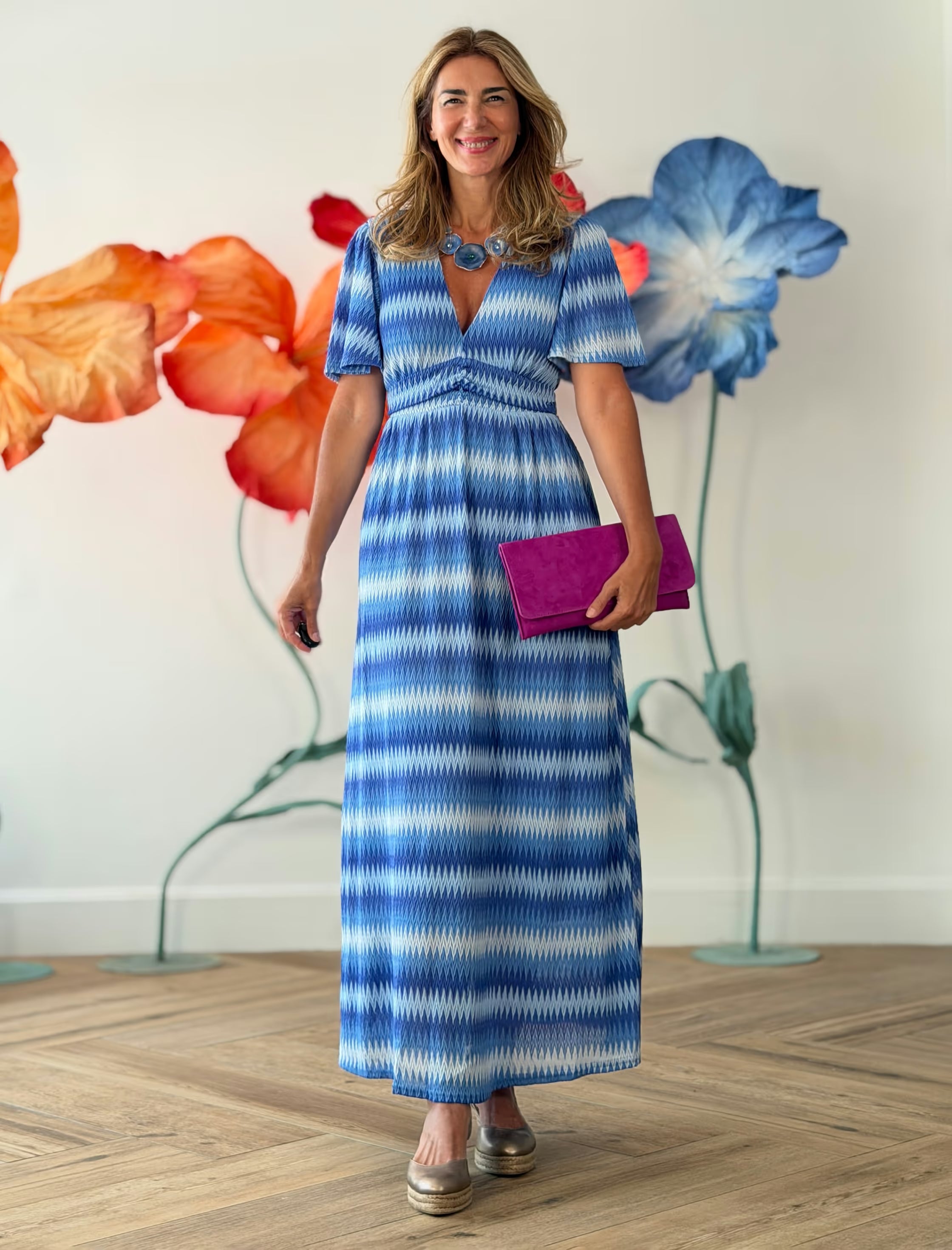 Blue zig zag dress