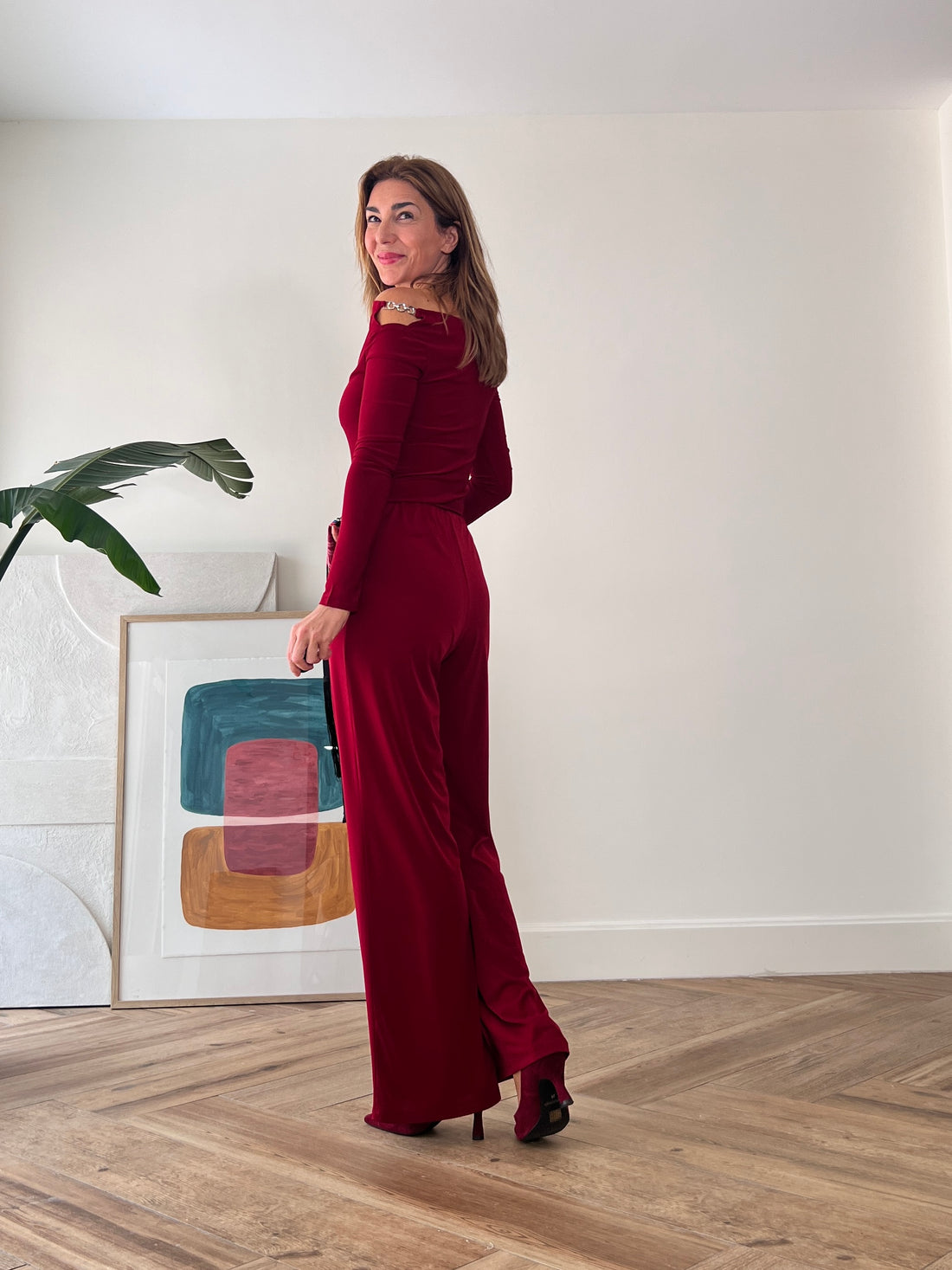 Pantalon soft favorecedor Burgundy