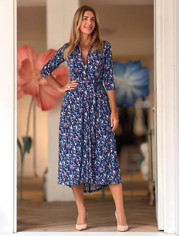 Vestido camisero azul Ikat