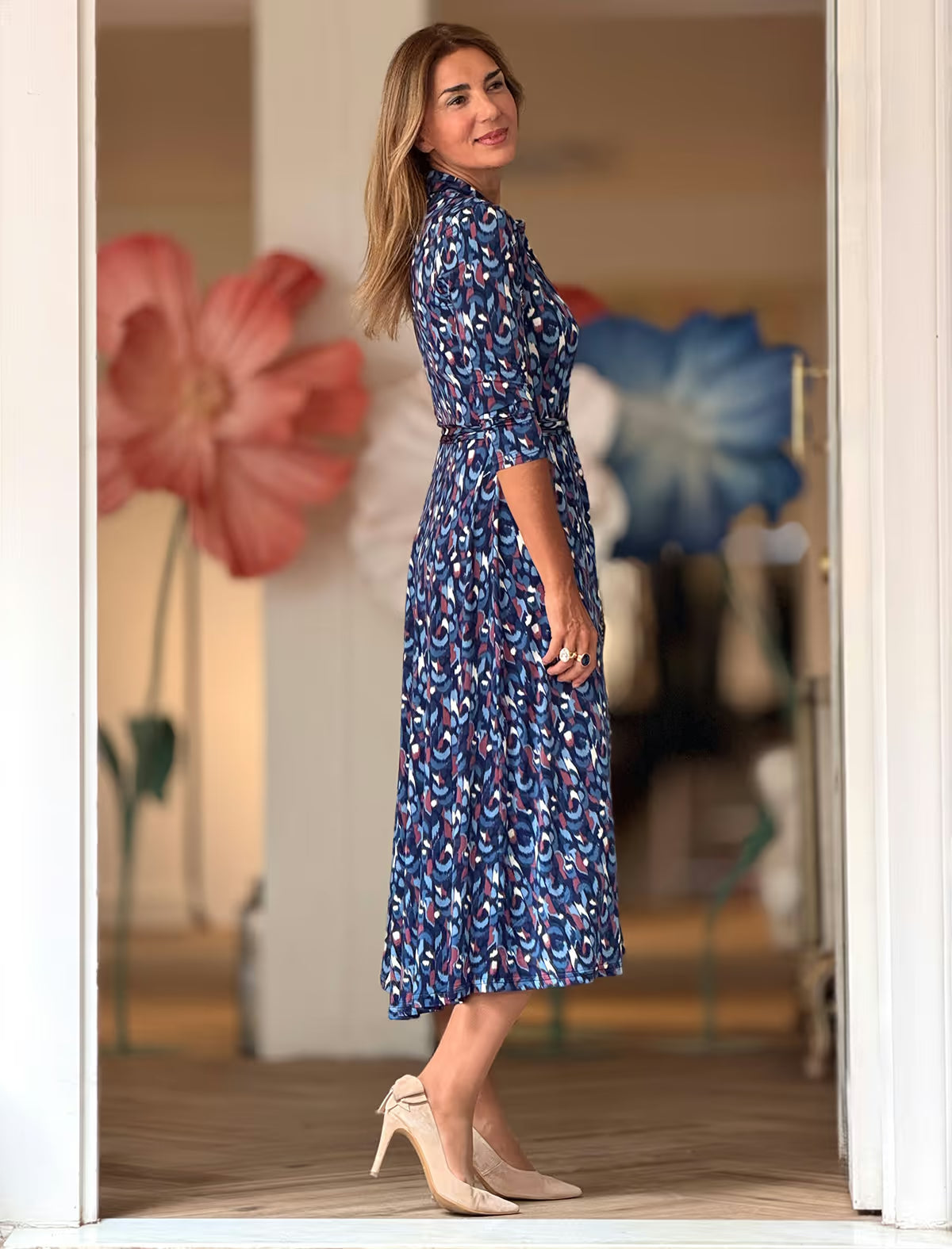 Vestido camisero azul Ikat