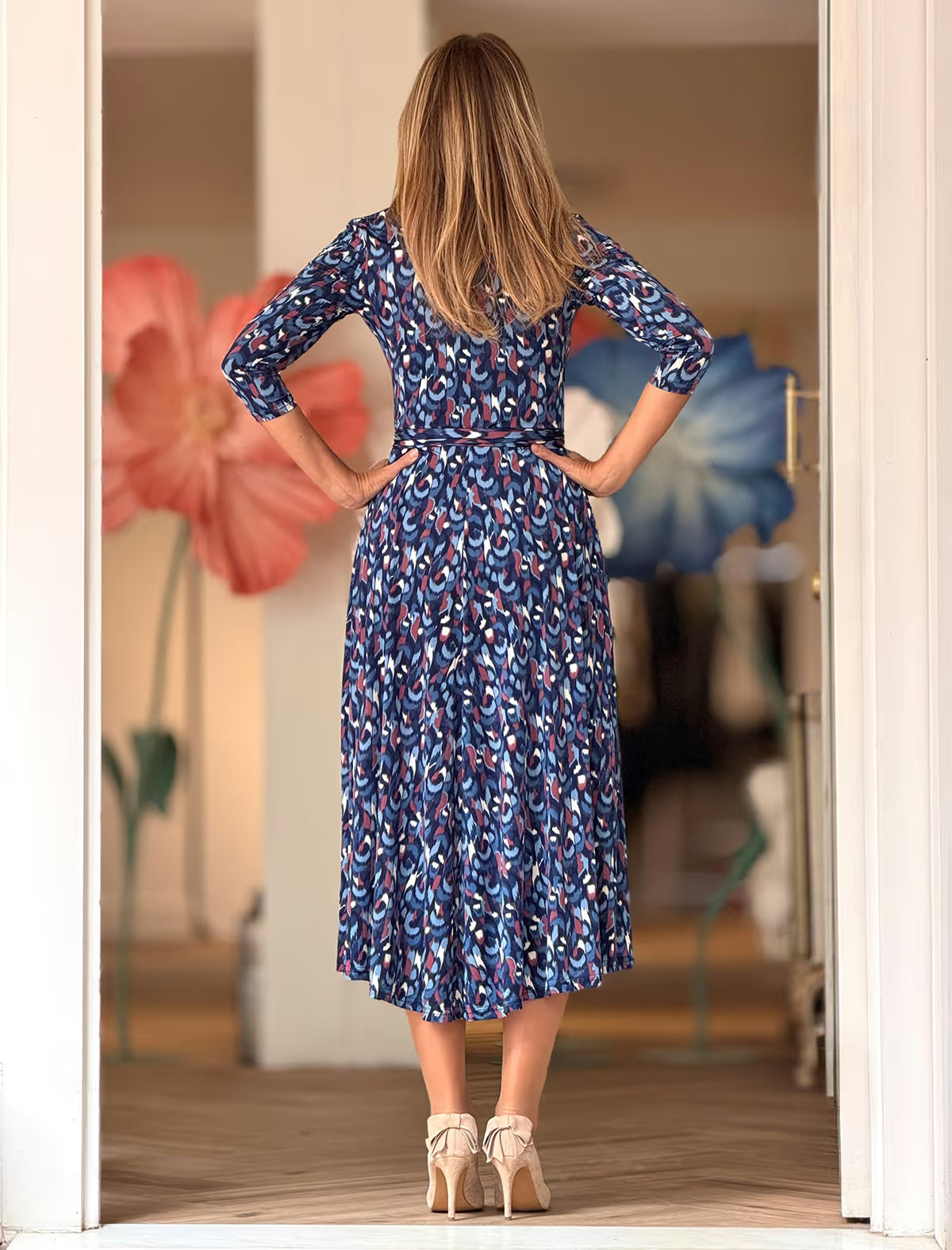 Vestido camisero azul Ikat