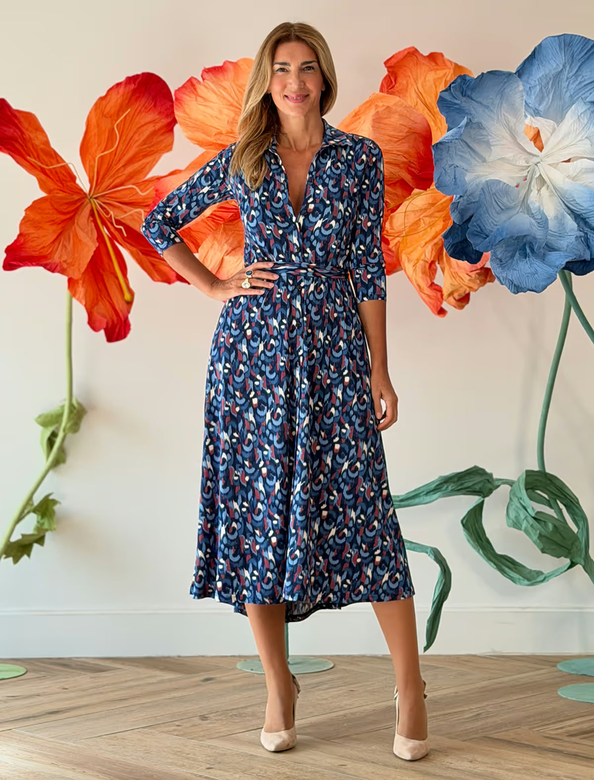 Vestido camisero azul Ikat