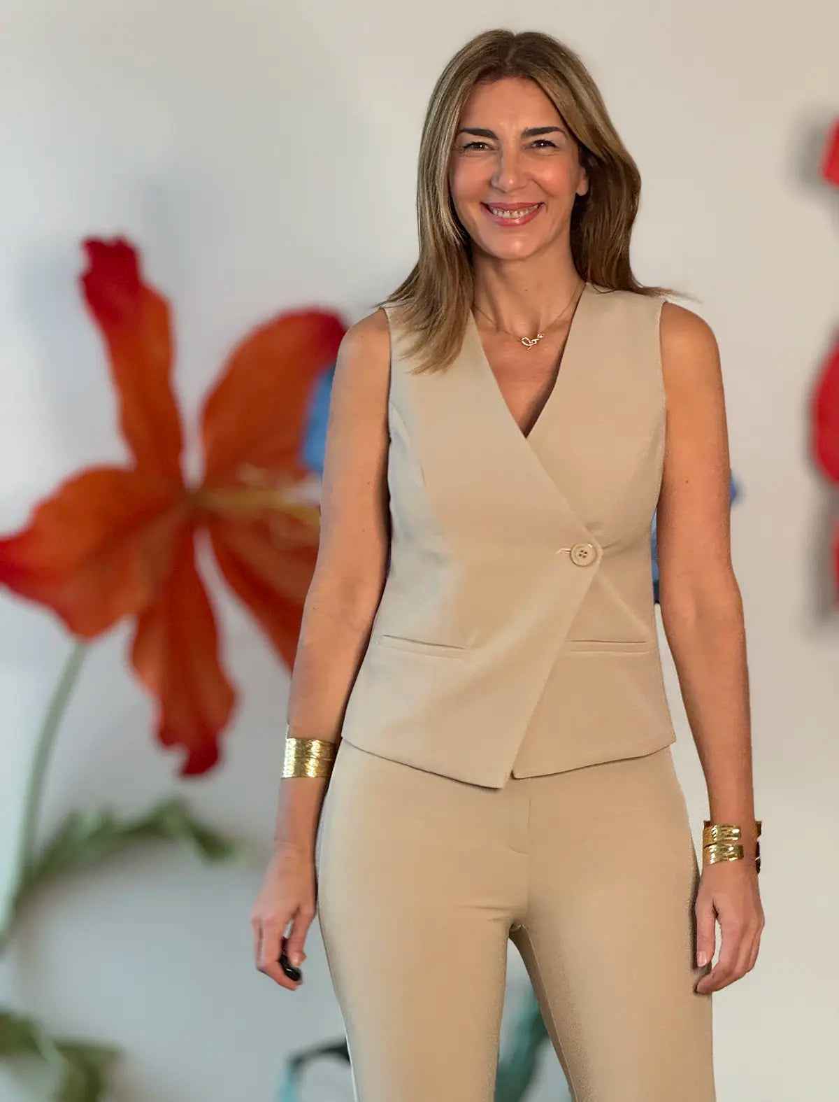 Chaleco cruzado ideal beige