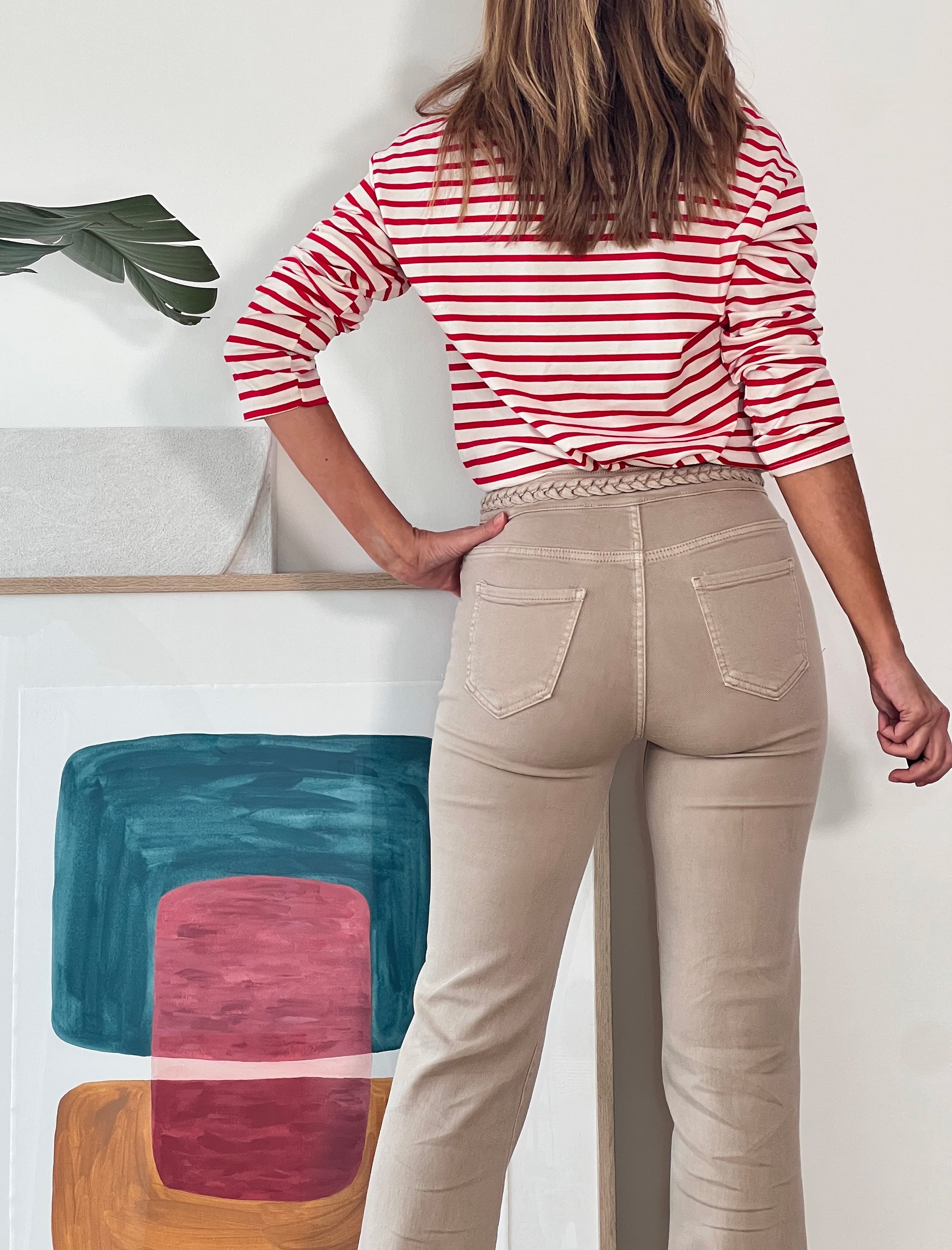 Camiseta marinera muy chic roja y beig