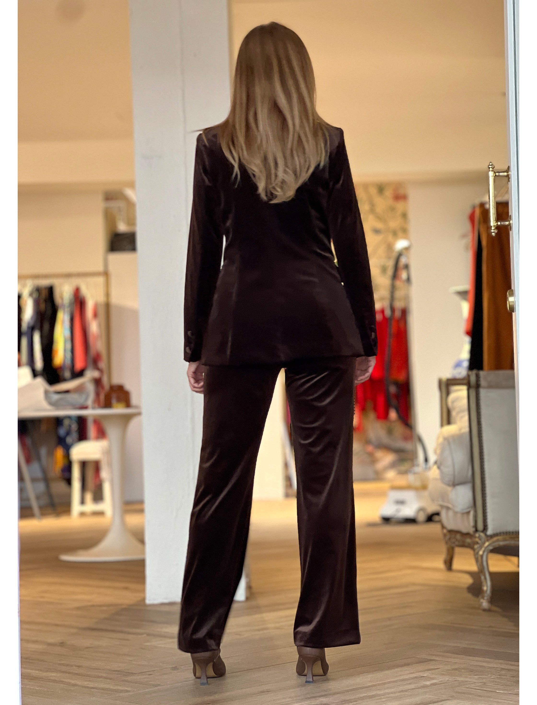 Pantalón ideal de terciopelo chocolate