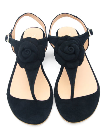 Sandalia con flor ideal negro