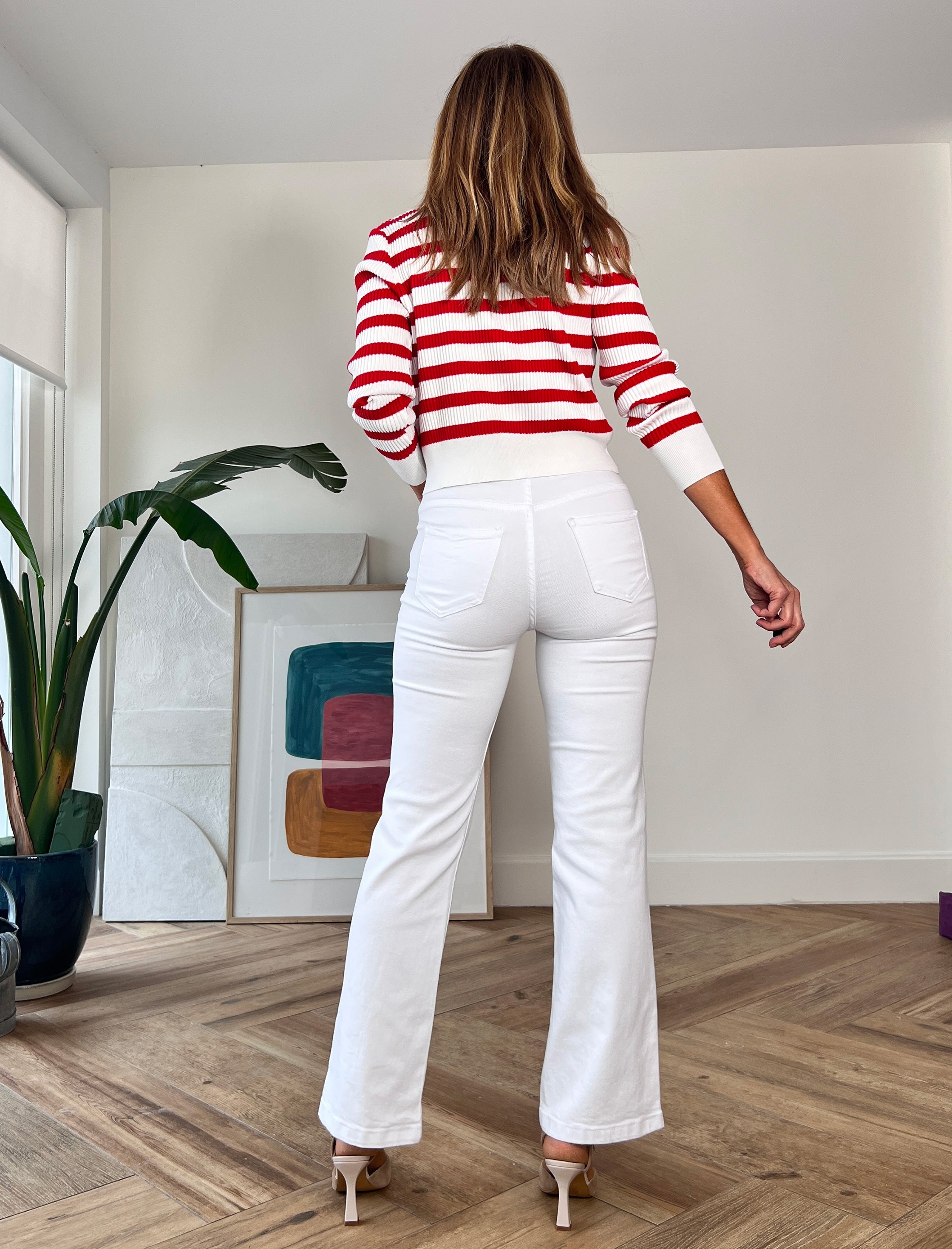 Jeans blanco trenzados chic
