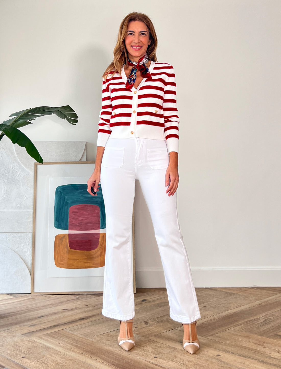 Jeans blanco trenzados chic