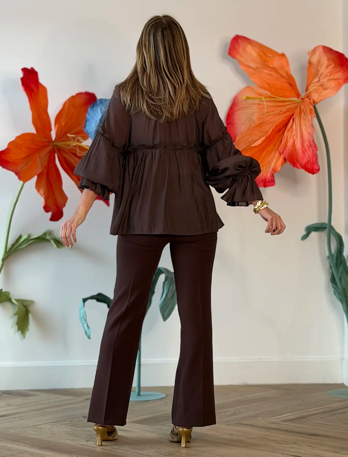 Blusa boho marrón chic
