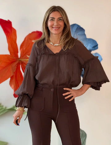 Blusa boho marrón chic