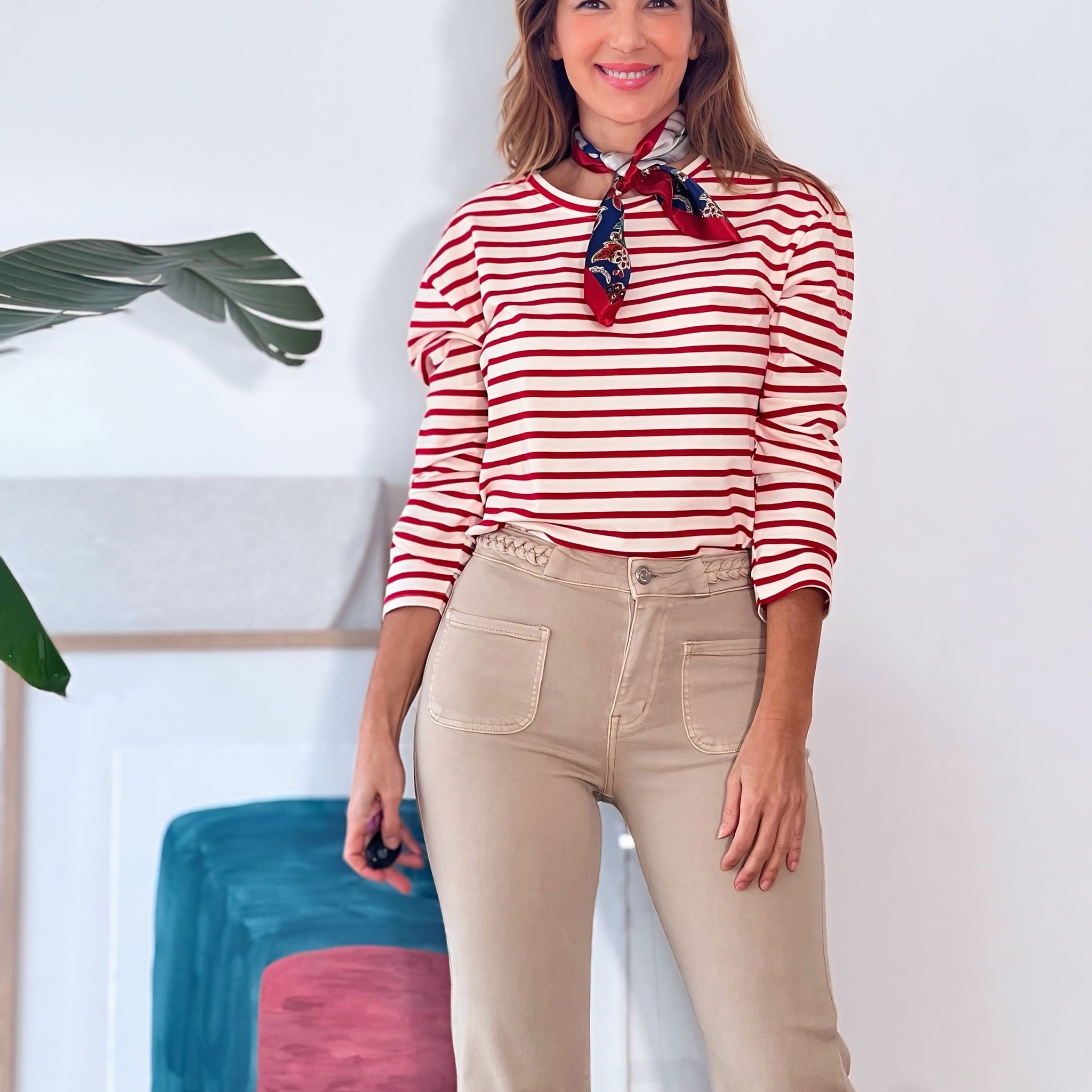 Jeans camel trenzados chic