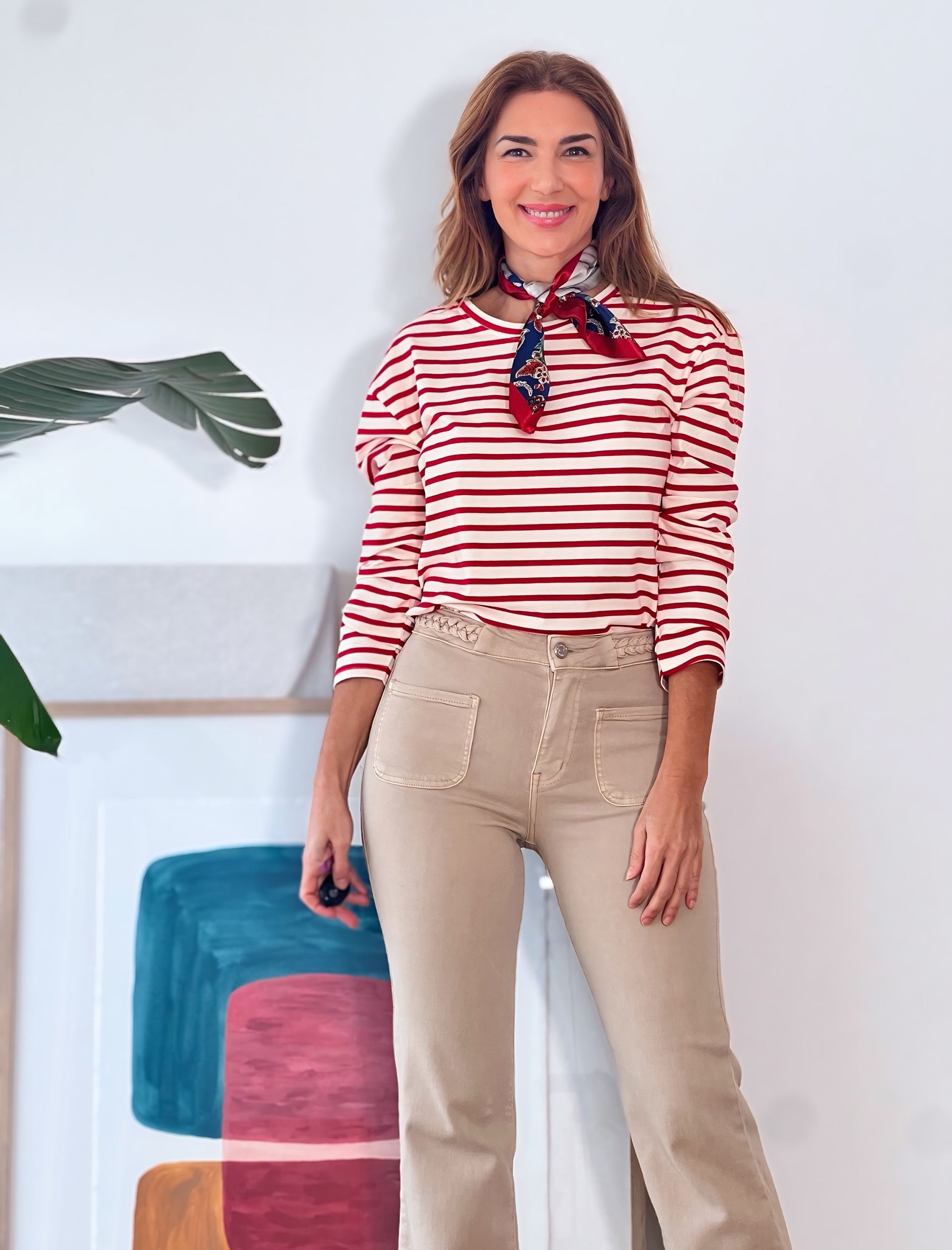 Jeans camel trenzados chic