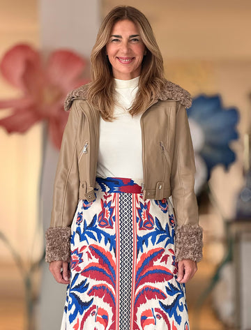 Chaqueta chic aviador camel