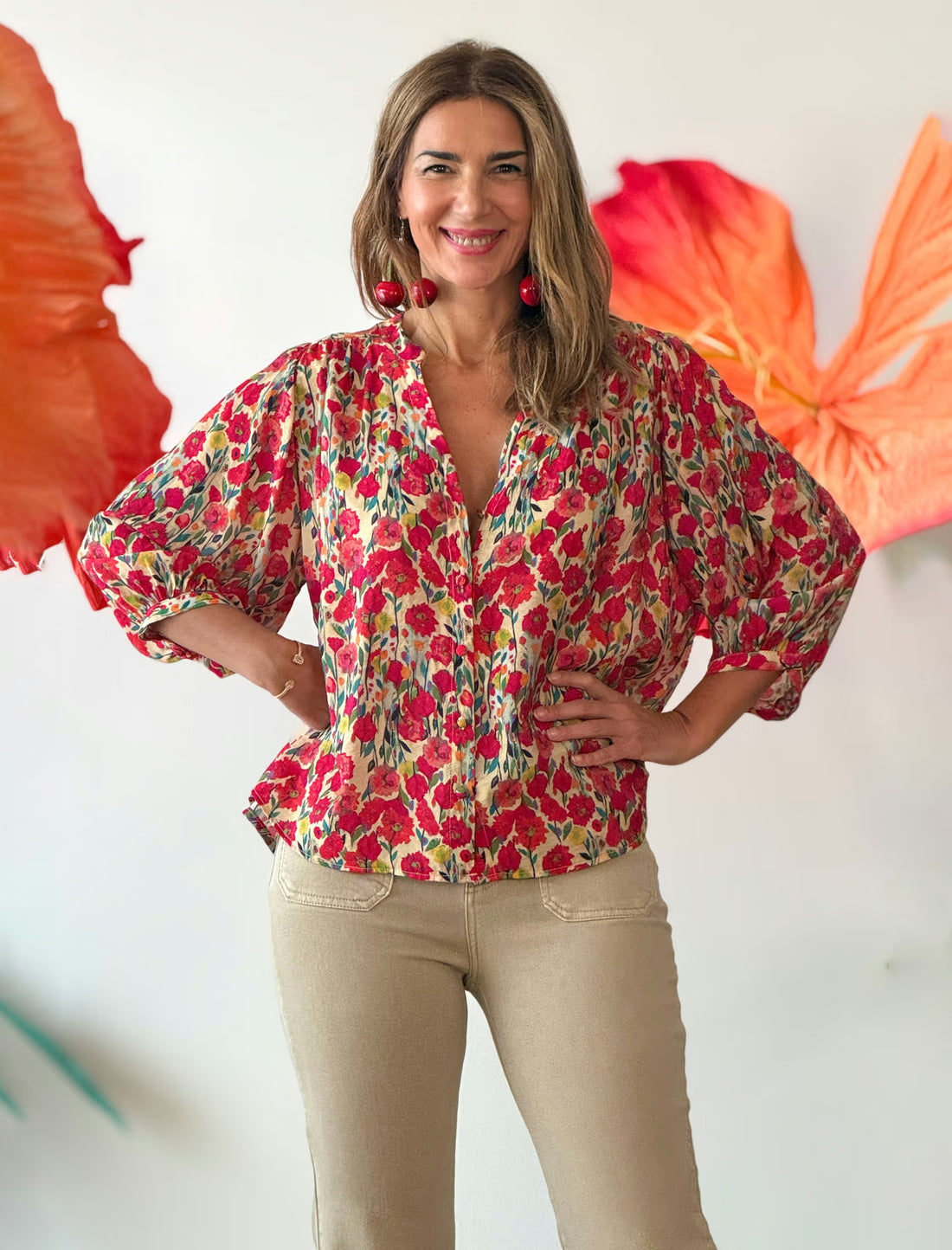Camisa de flores amapolas