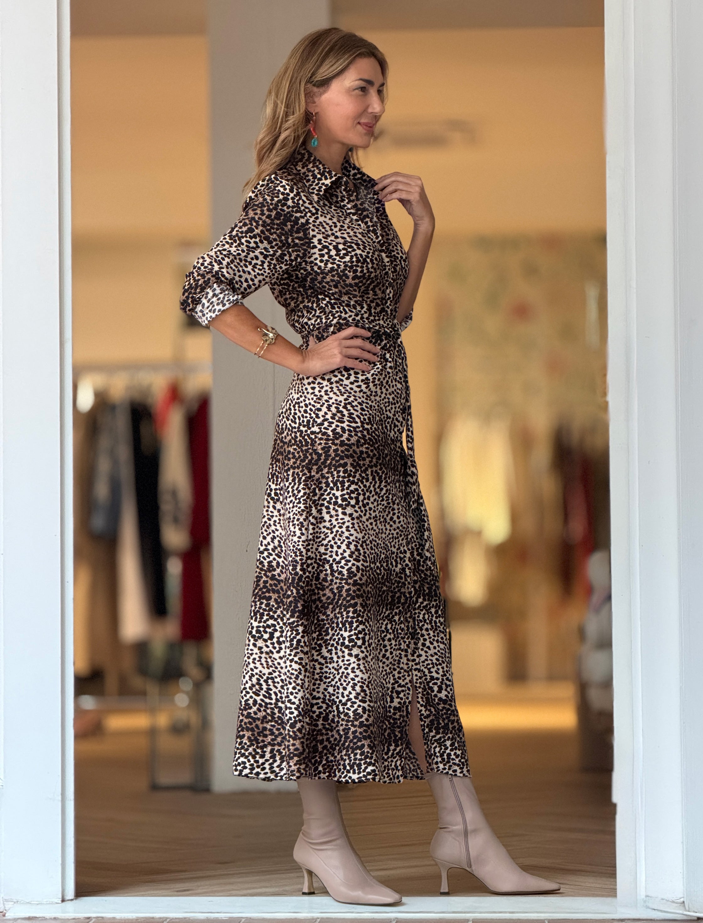 Vestido camisero animal print