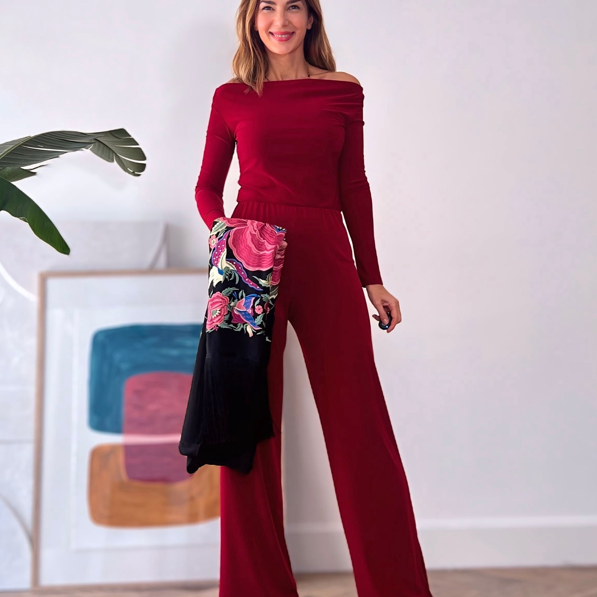 Pantalon soft favorecedor Burgundy