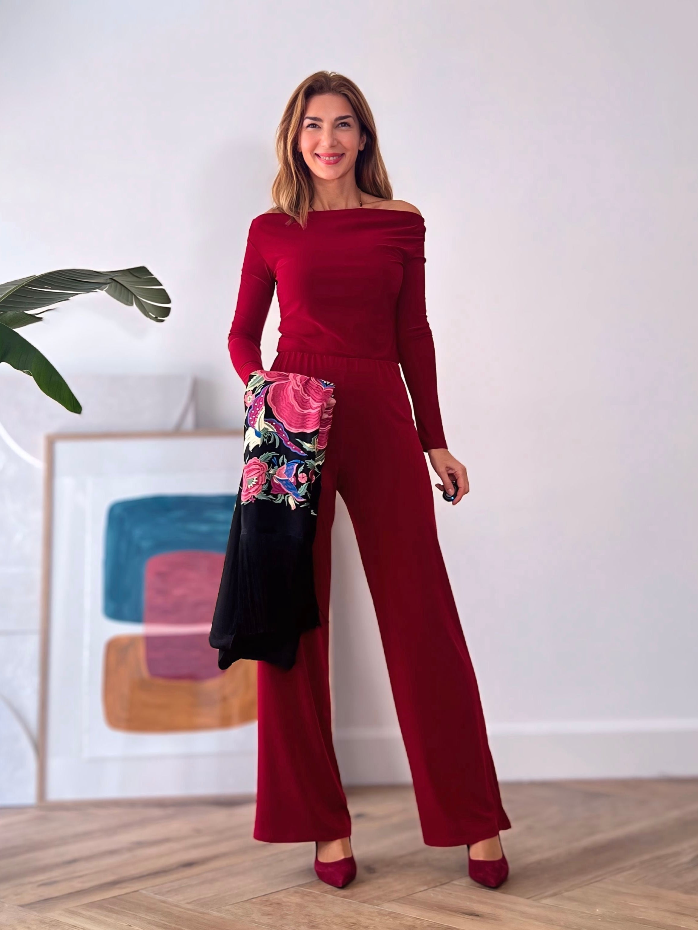 Pantalon soft favorecedor Burgundy