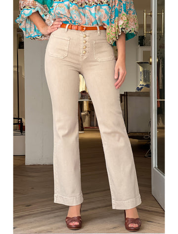 Pantalon vaquero camel de bolsillos Nuria Cobo