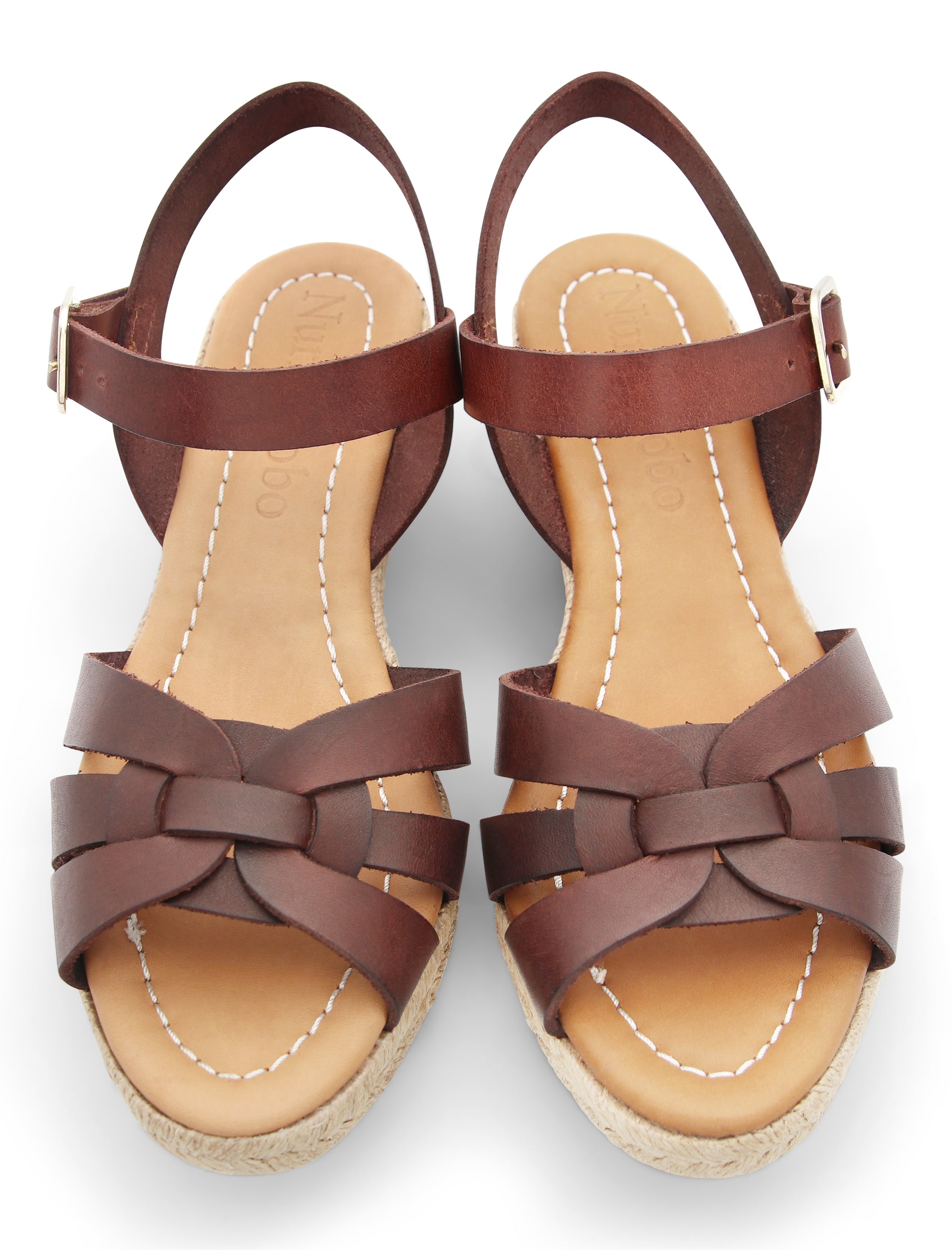 Sandalia cuña natural chic caoba