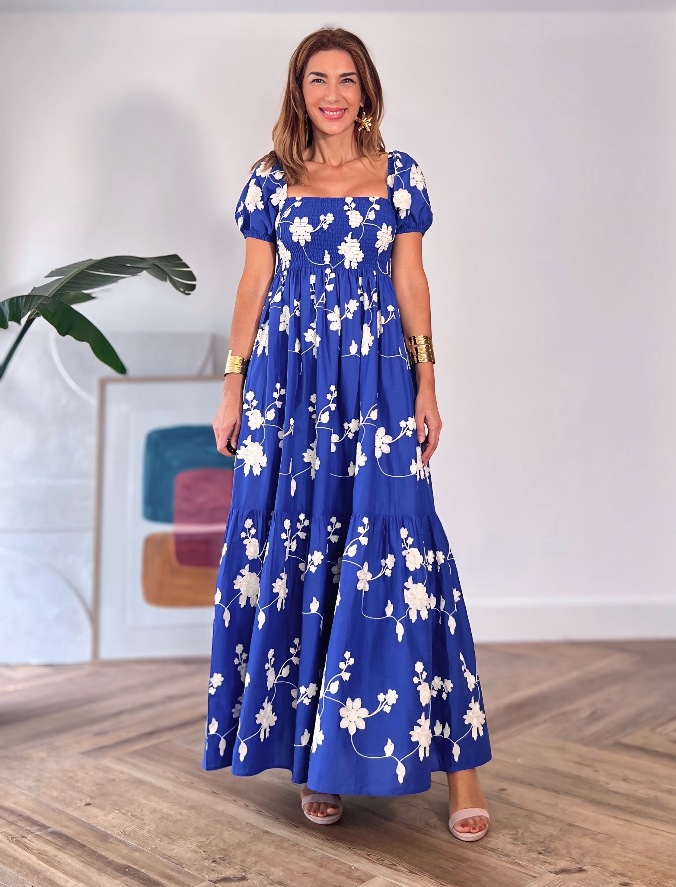 Vestido bordado maravilla azul