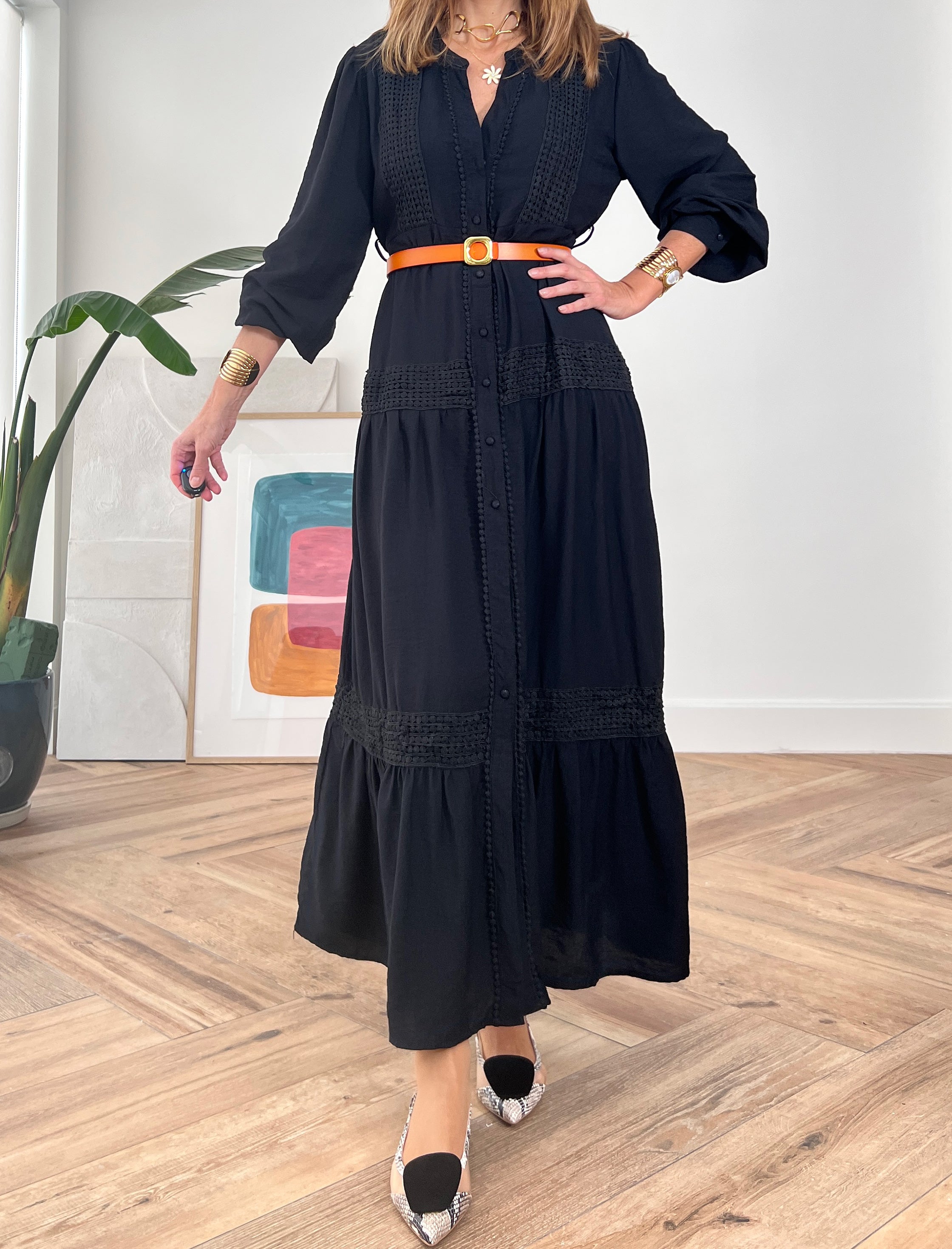 Vestido camisero bonito negro