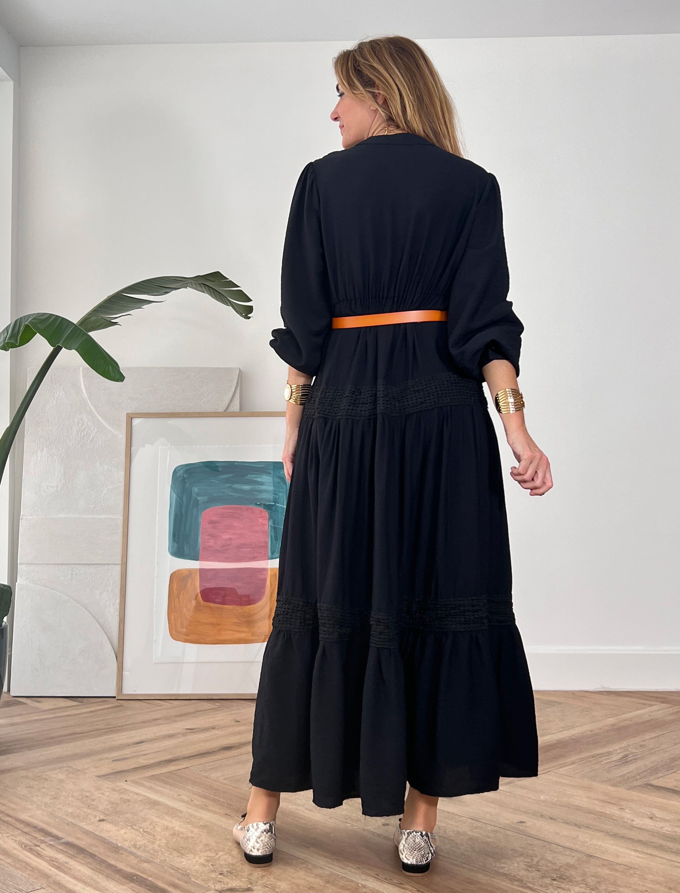 Vestido camisero bonito negro