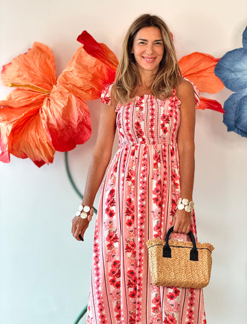 Vestido rosa tirantes lazo chic