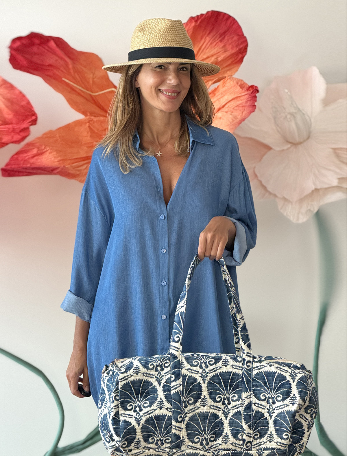 Bolsa de viaje estampada azules
