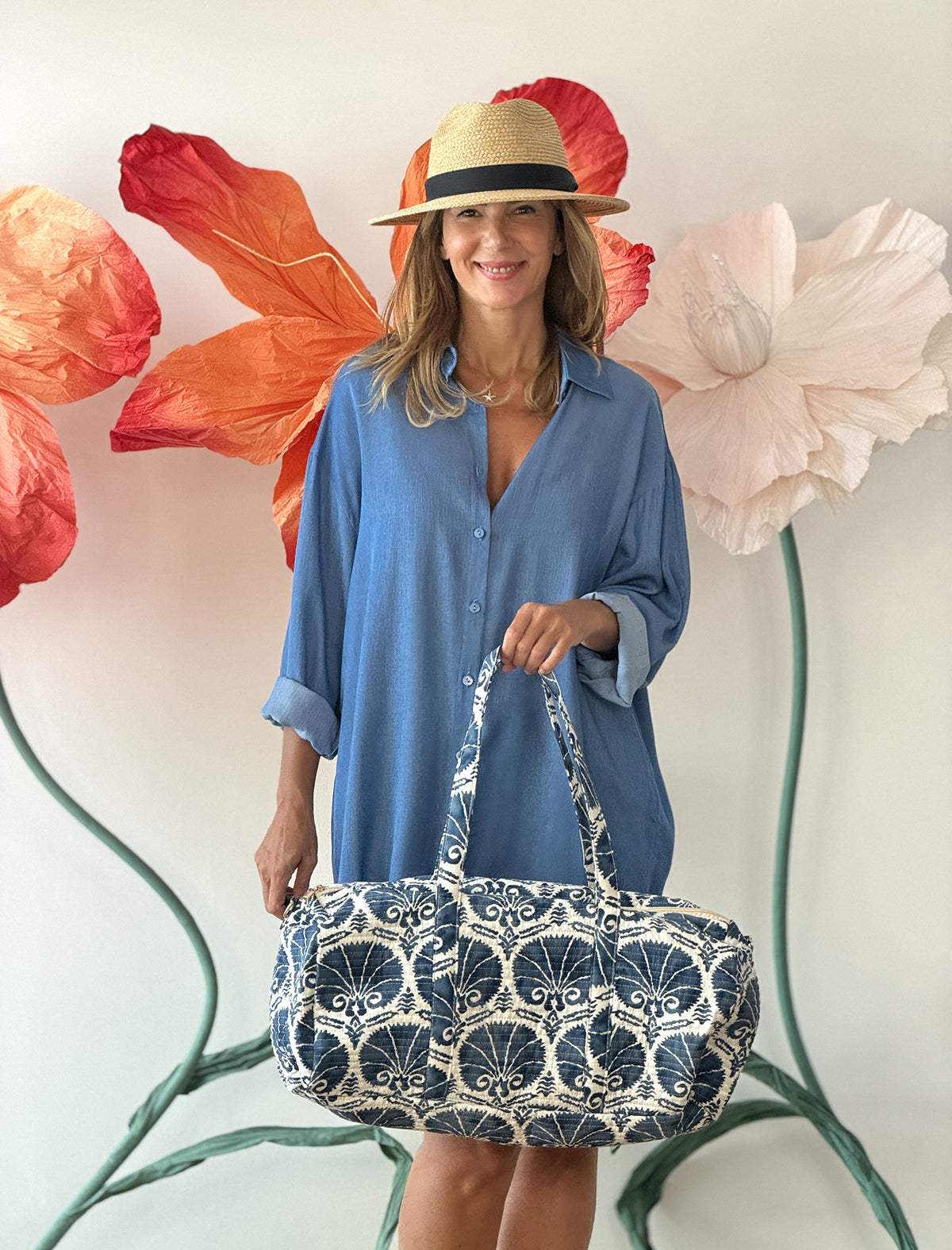 Bolsa de viaje estampada azules