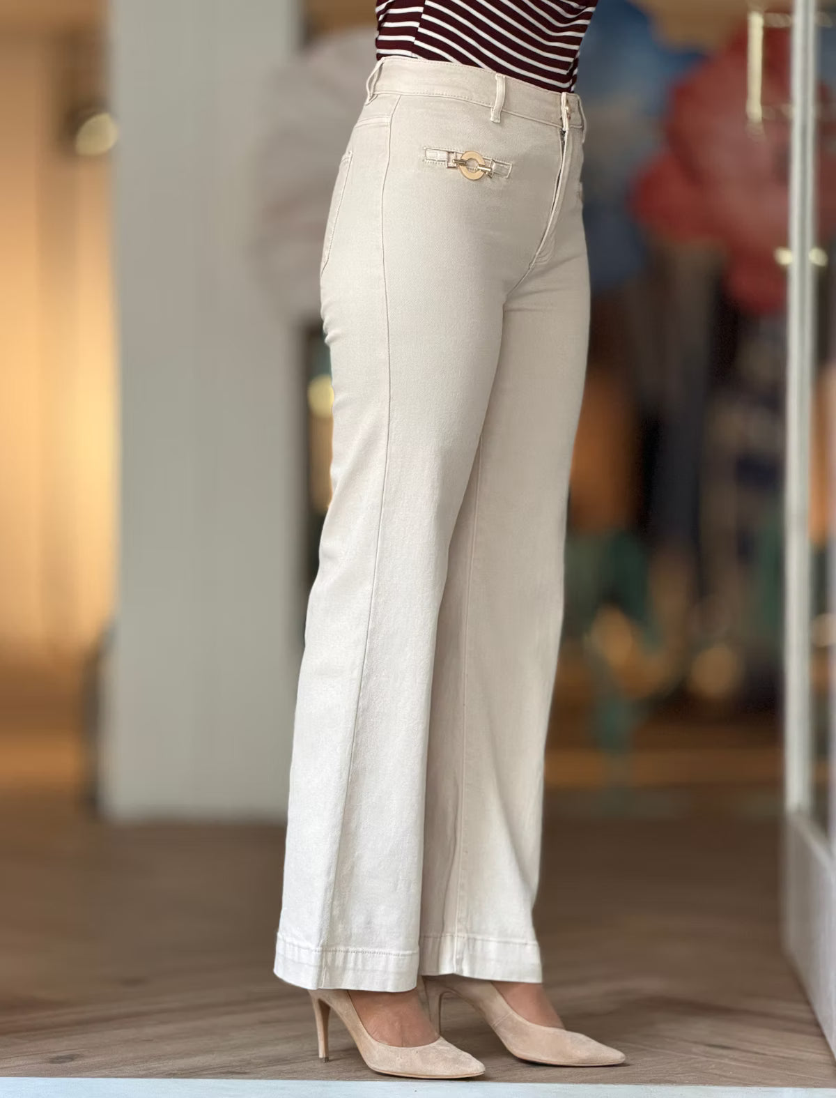 Pantalón vaquero beige claro especial
