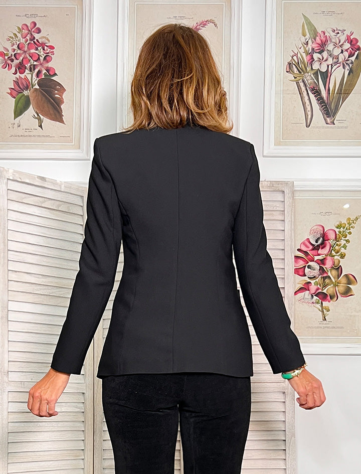 Vista trasera de la chaqueta negra Blazer Slim de mujer