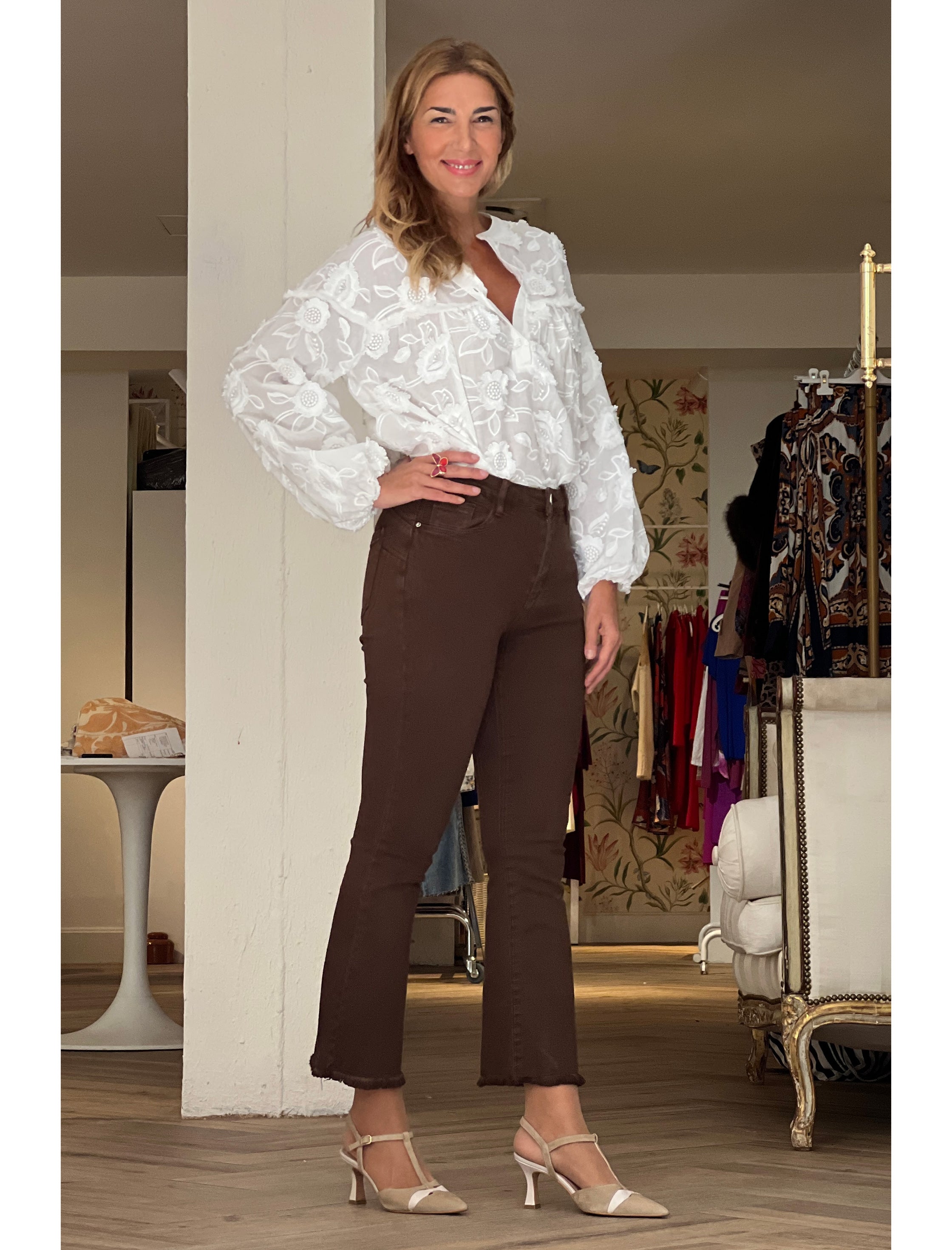 Pantalón vaquero marrón chocolate